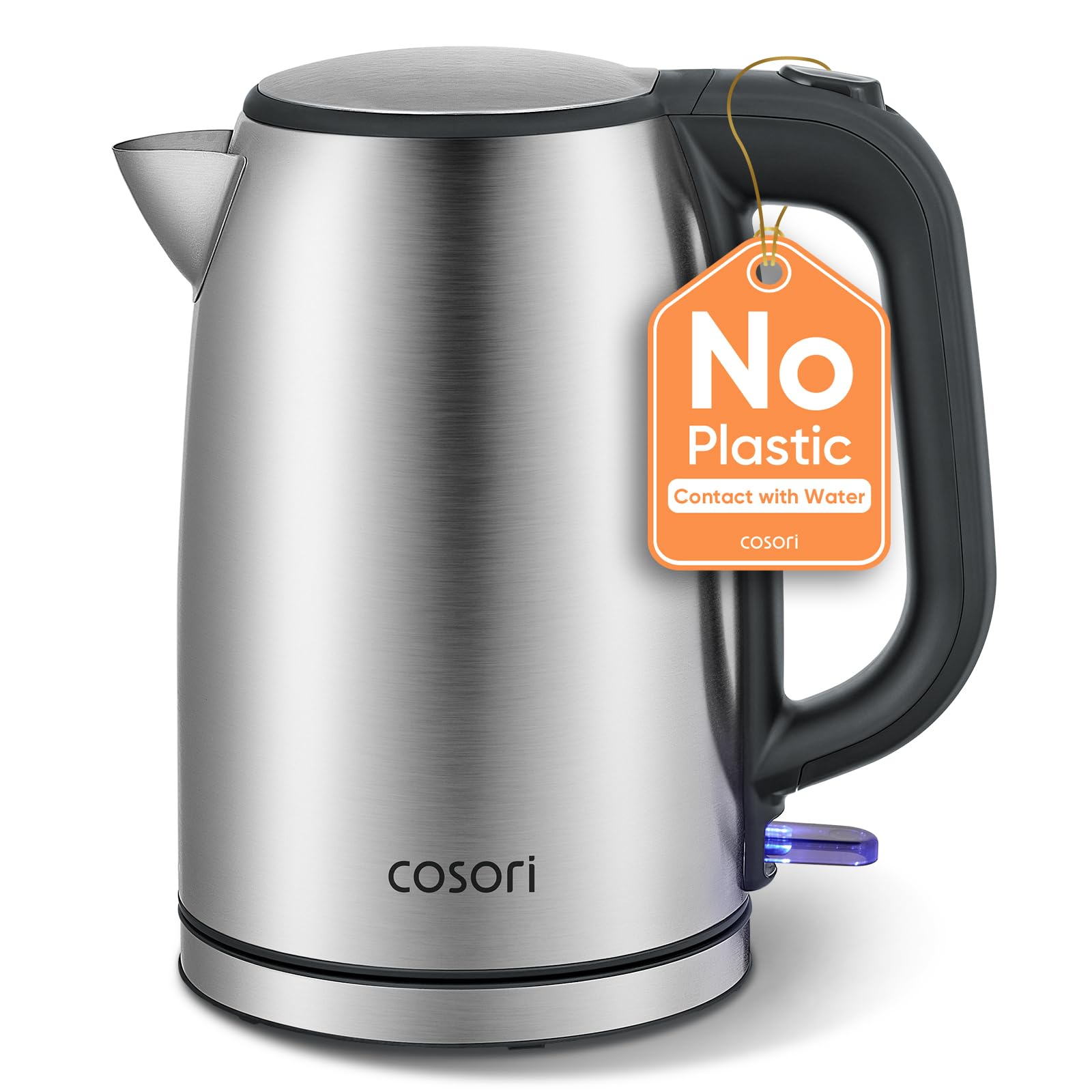 Cosori Kettle, Plastic-Free Water Contact, Brushed Stainless Steel, Sliver Electric Kettles, 3000W