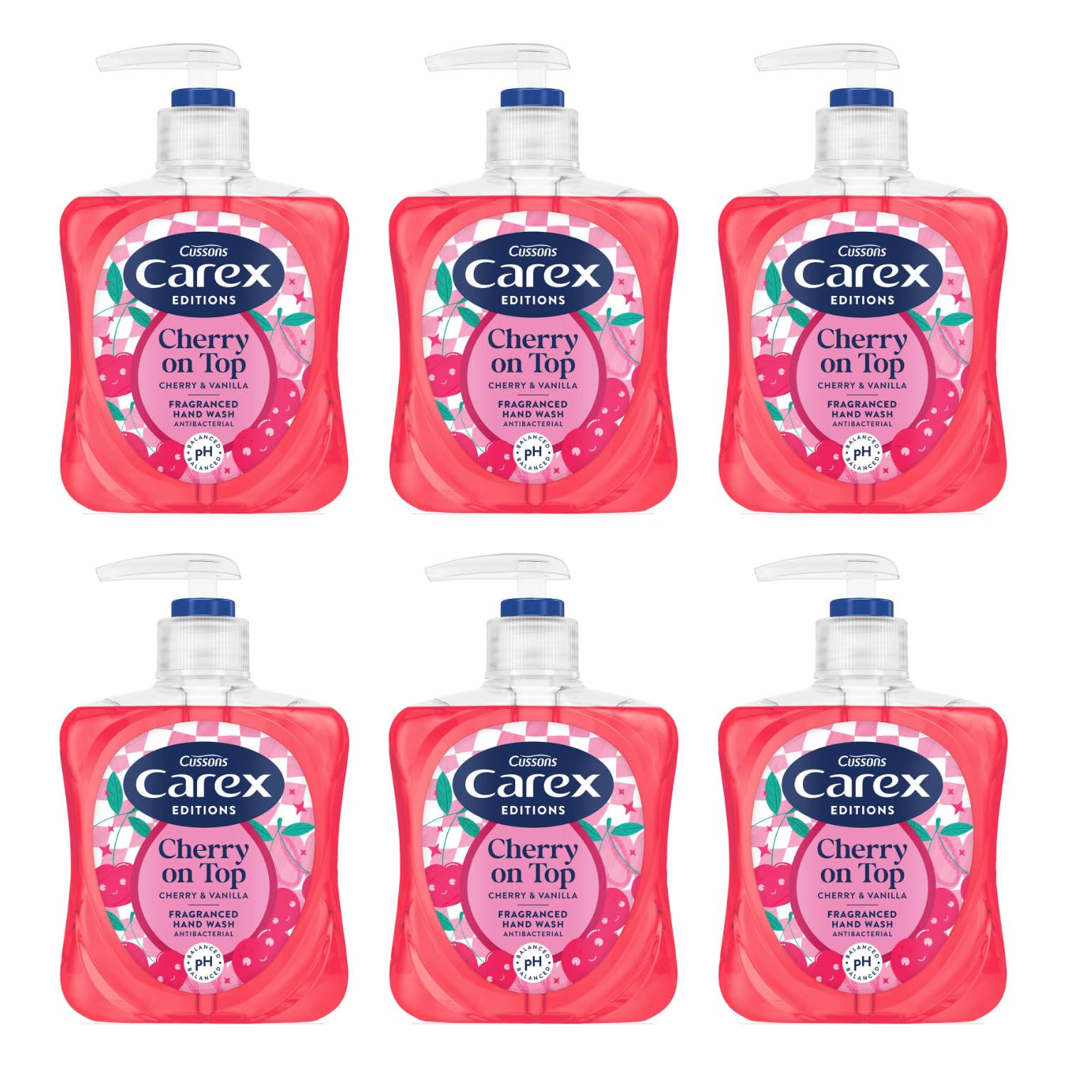 Carex Cherry On Top Antibacterial Handwash 6 x 250ml