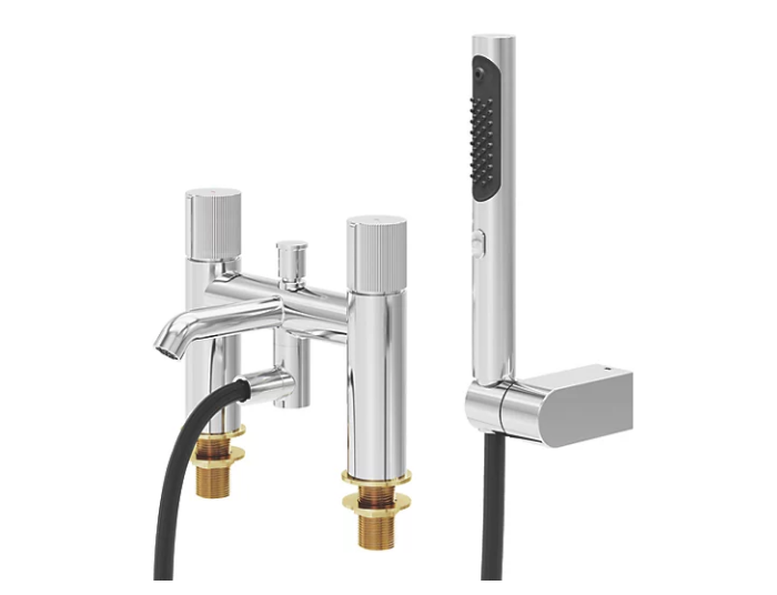 Swirl Gallen Chrome 228mm Deck Mounted Dual Control Manual Shower Mixer Tap (814KF) (Free C&C)