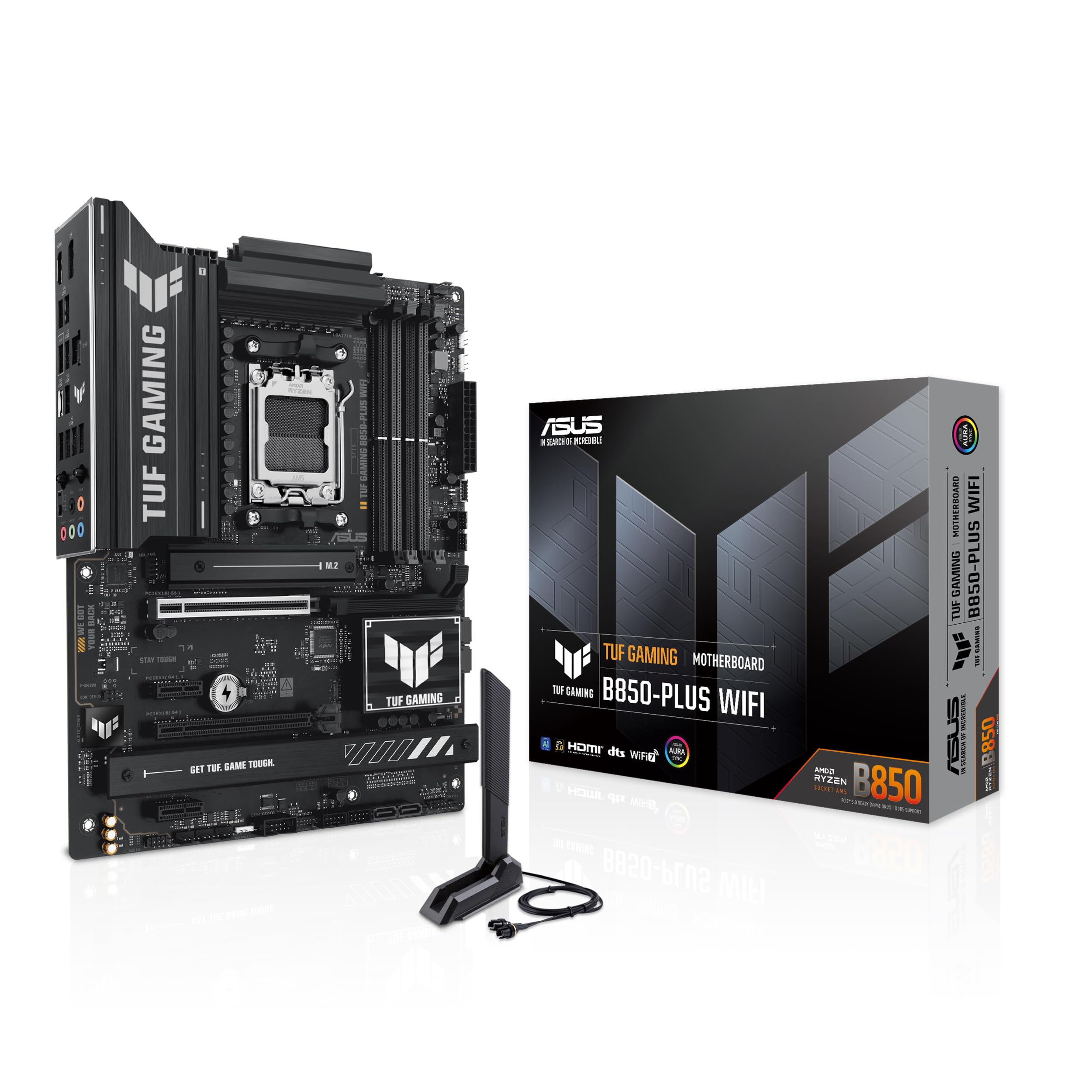 ASUS TUF GAMING B850-PLUS WIFI AMD ATX motherboard, 14+2+1 80A DrMOS power stages, DDR5, PCIe 5.0 Ready, At Checkout Like New Amazon Resale