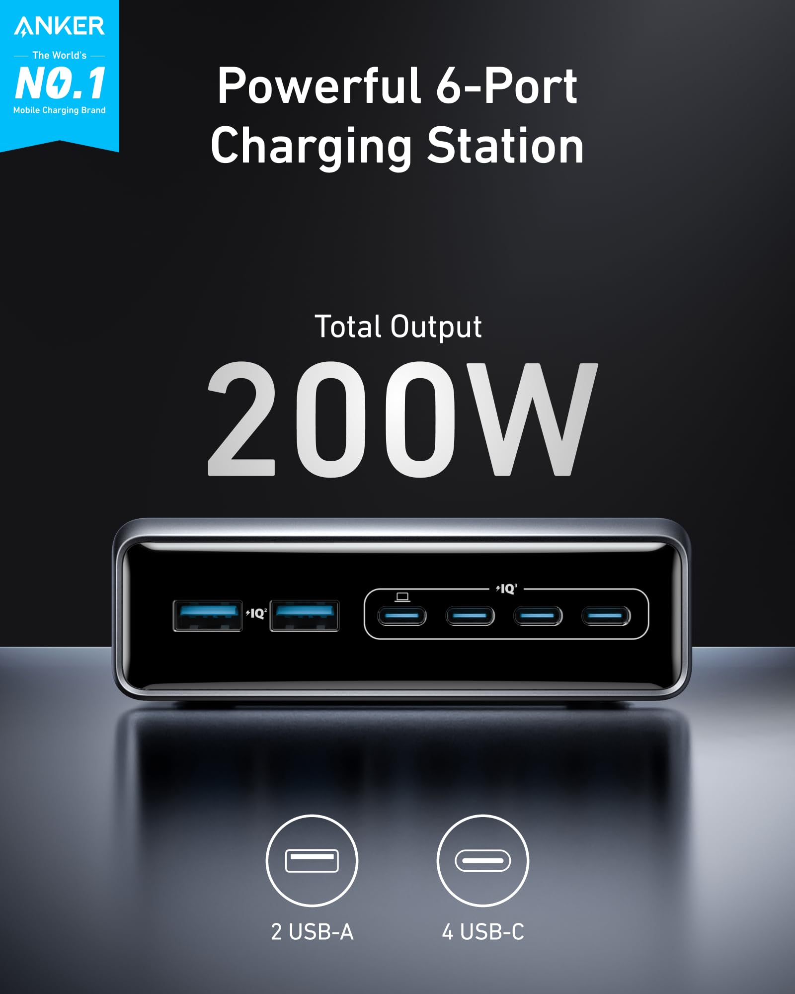 Anker Prime 200W 6-Port GaN Charging Station, Fast Charging USB C Charger - Sold by AnkerDirect UK / FBA