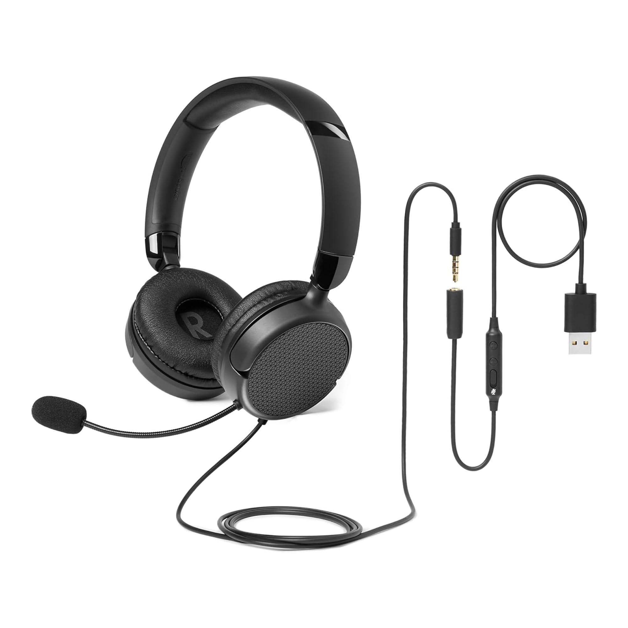 Amazon Basics Over-Ear Computer Headphone with Cable, Adjustable Microphone
