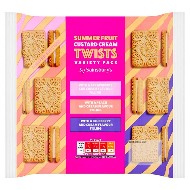 Sainsbury's 450g Summer Fruit Custard Cream Variety Pack Twists, Limited Edition