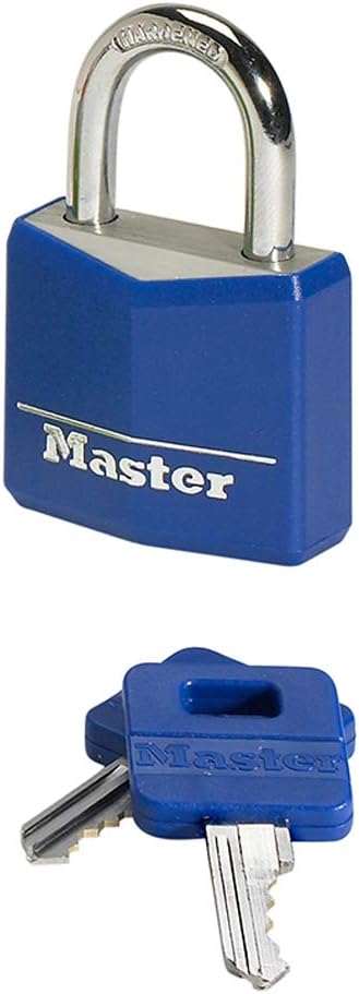 Master Lock 9131EURDCOL Small 52mm Key Padlock in Aluminium with Vinyl Cover, Assorted Colours