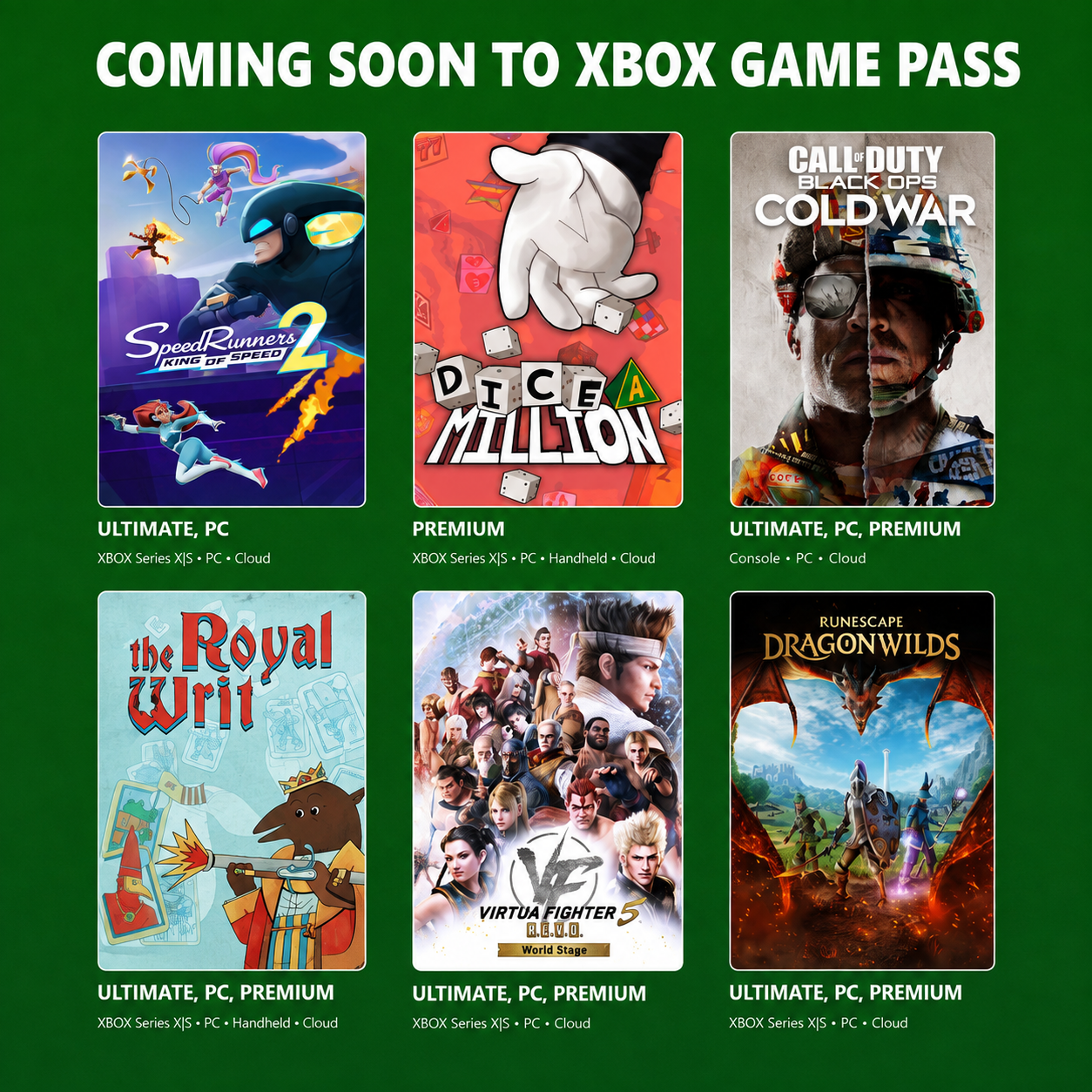 [Xbox Game Pass additions] RuneScape: Dragonwilds, Call of Duty: Black Ops Cold War, SpeedRunners 2: King of Speed, The Royal Writ, and More
