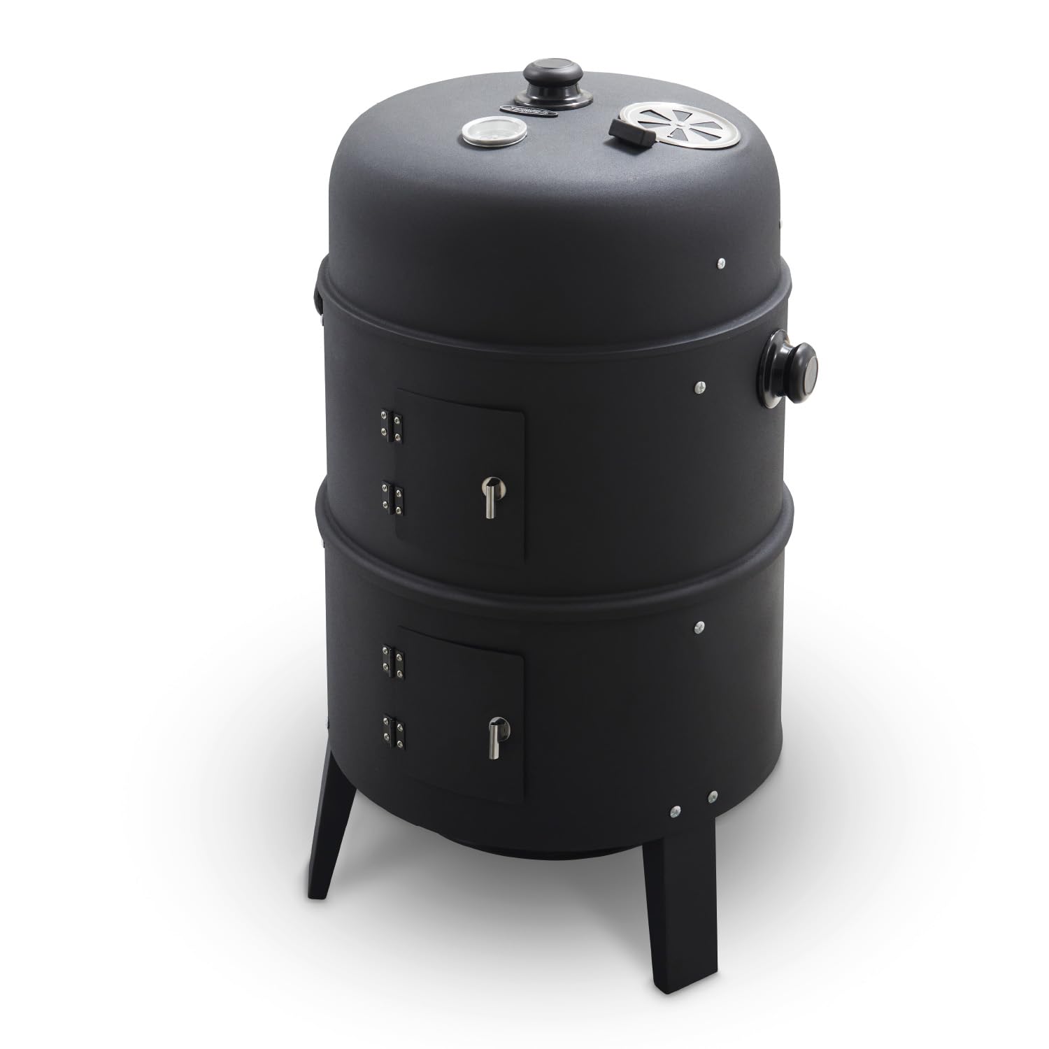 Tower 2-In-1 Smoker Grill with Charcoal & Smoker, Heat Resistant Steel Body, Airflow Vent & Temperature Gauge, Black - W/Voucher