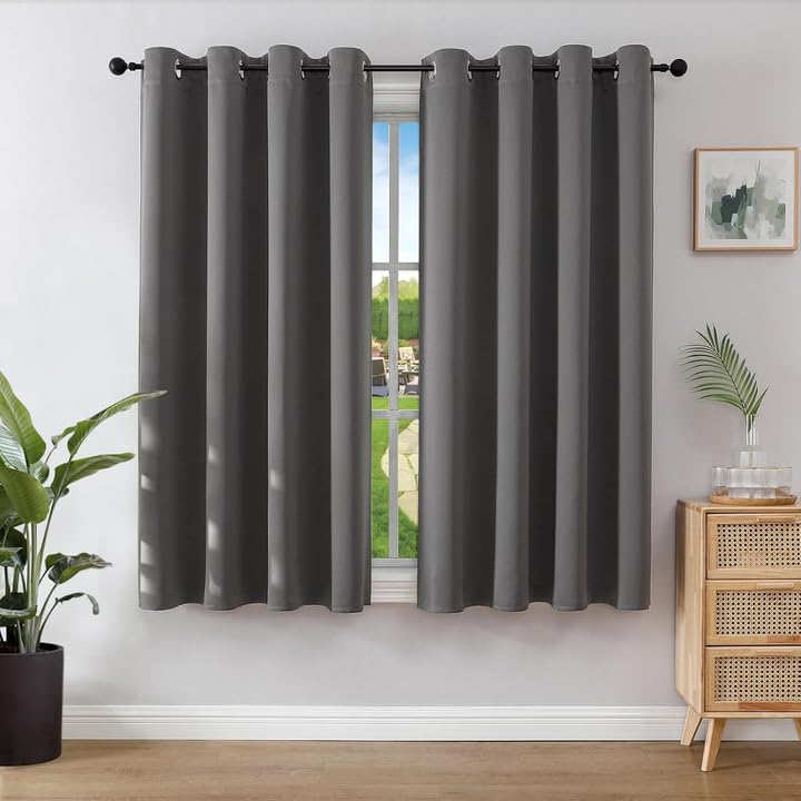 Joydeco Blackout Curtains 46x54", Thermal Insulated, 2 Panels, Dark Grey, Eyelet Room Darkening Drapes, Sold by gemmypie / FBA