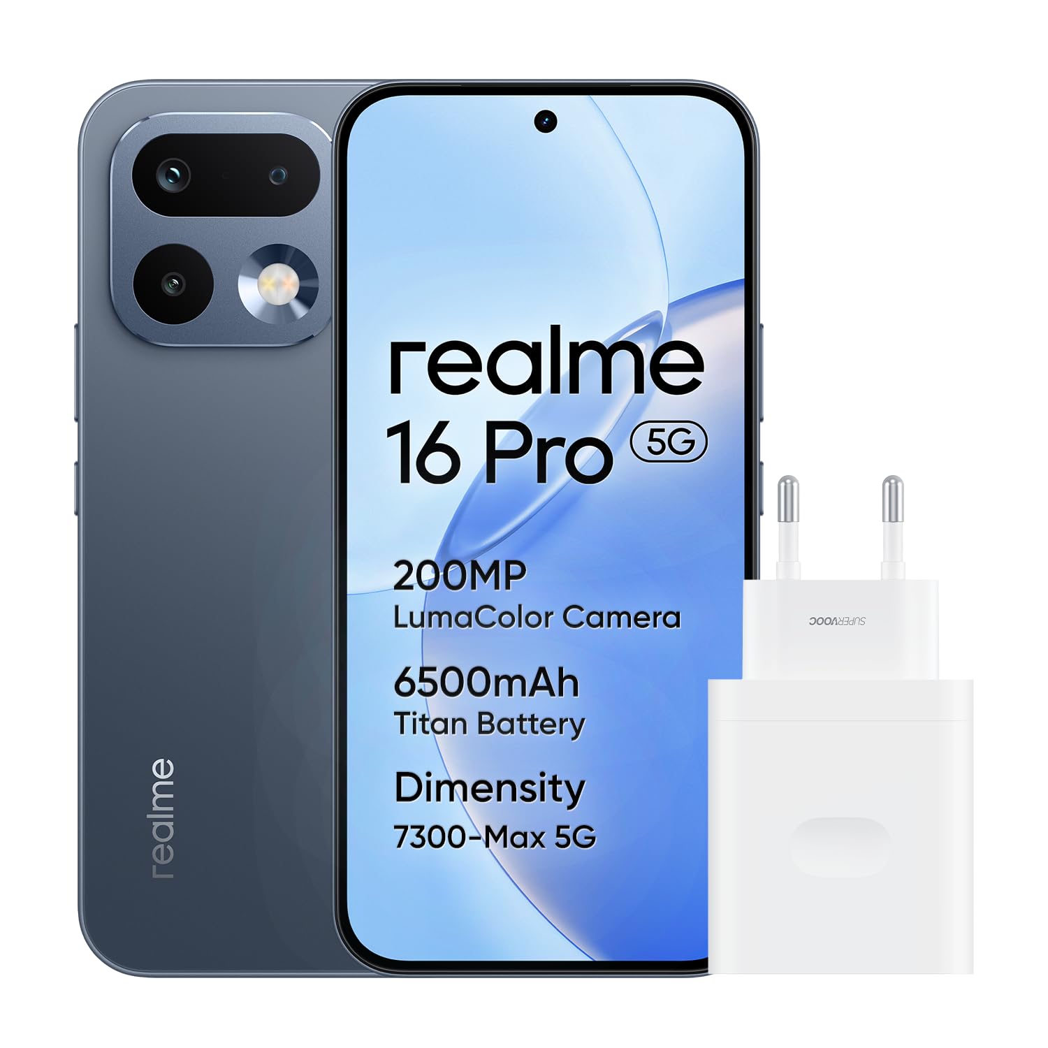 realme 16 Pro 5G Smartphone, 8GB+512GB, 144Hz AMOLED 6.78", 6500mAh, 200MP OIS, IP69K, 45W Fast Charge, (No Adapter）