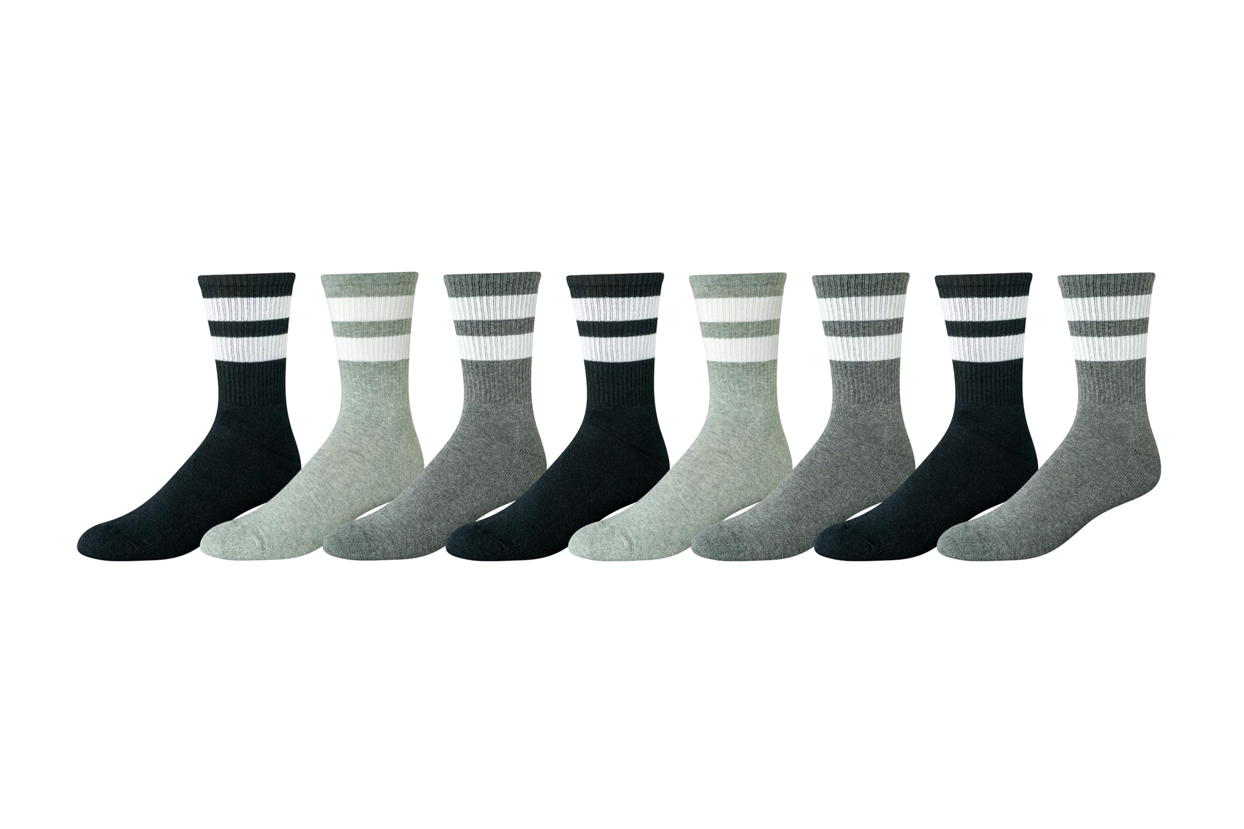 Amazon Essentials Men's Retro Stripe Crew Socks, 8 Pairs 12-14