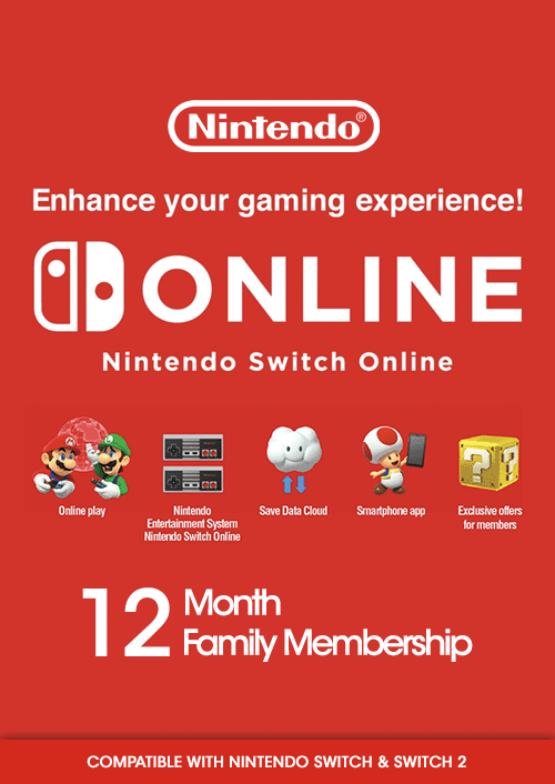 Nintendo Switch Online 12 Months Family Membership - Switch & Switch 2 - Key