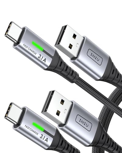 INIU USB C Charger Cable, 1m+1m USB A to USB C Cable 3.1A Fast Charging Nylon Braided, LED - By Simplelife llc /FBA - Discount at Checkout