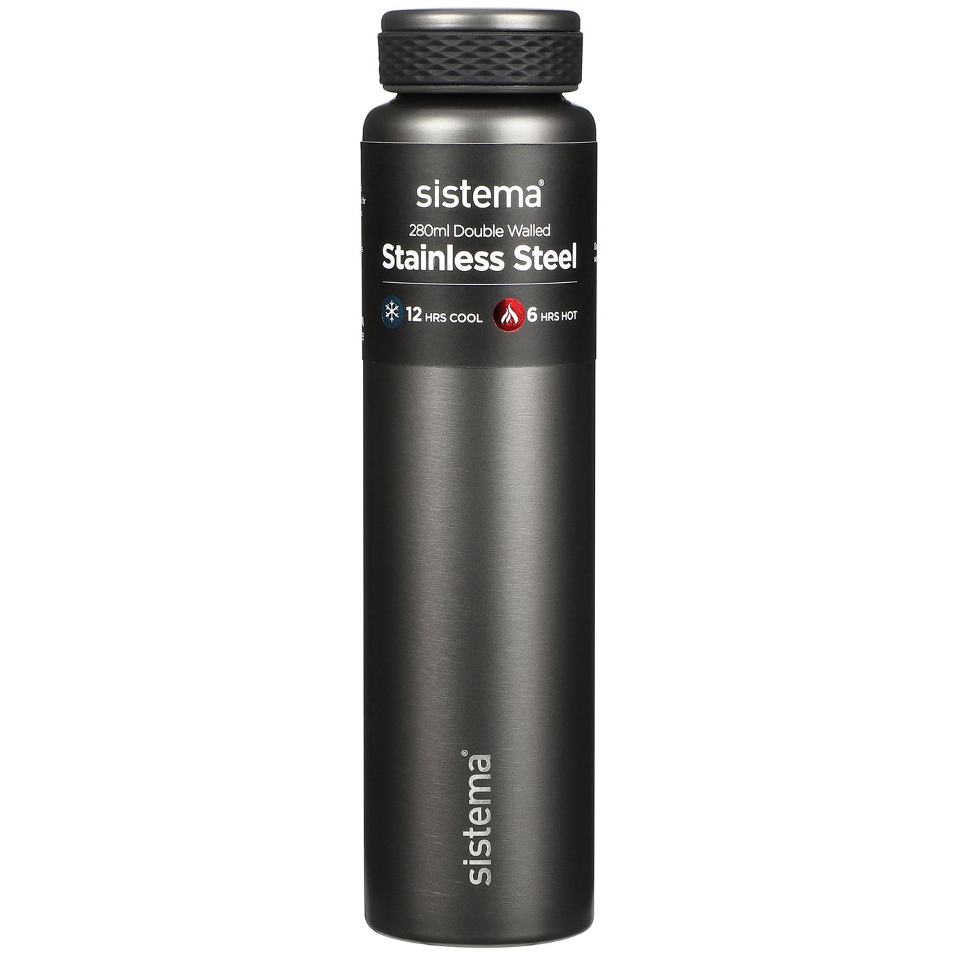 Sistema Hydrate Stainless Steel Water Bottle | 280ml | BPA-Free | Double Wall Vacuum Insulated | Keeps Liquid Hot & Cool - Assorted Colours