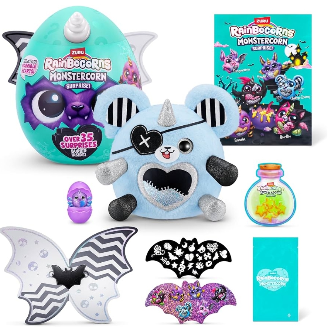 Zuru Rainbocorns Monstercorn Surprise Plush (with over 35 Surprises Including wearable Bat Wings) - Free C&C