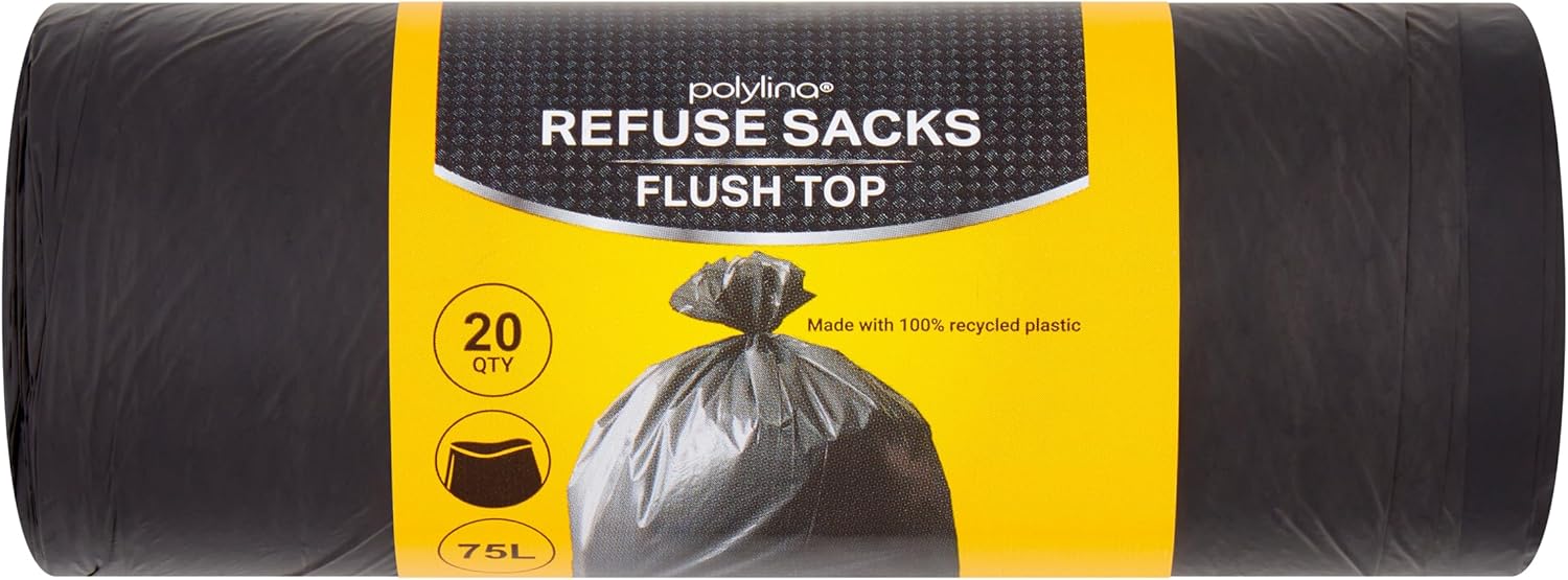 Polylina 20 Refuse Sacks Flush Top 75L (85p / 76p S&S) + 5% Off When Buying 4