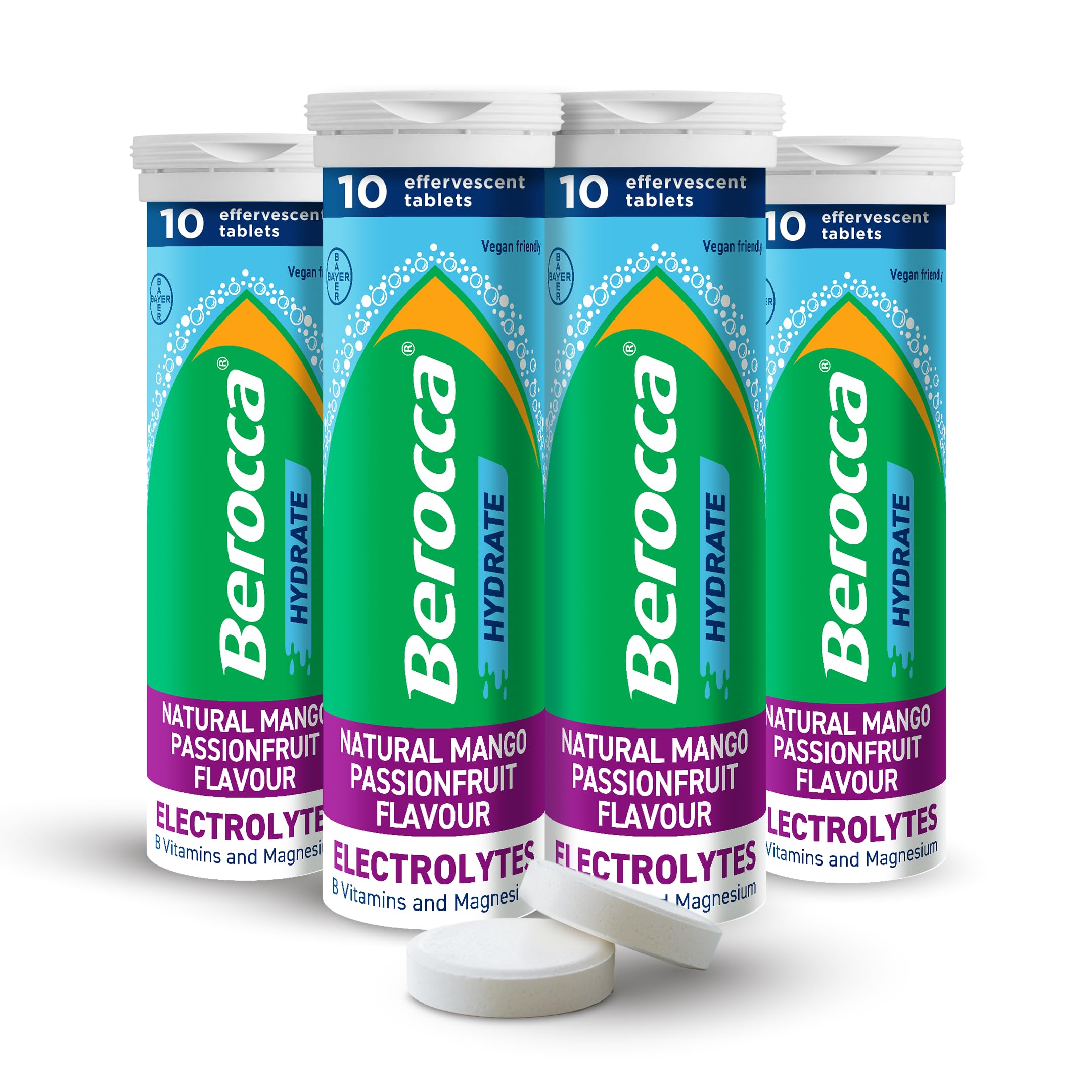 Berocca Hydrate Effervescent Tablets, Mango Passionfruit, 40 Tablets