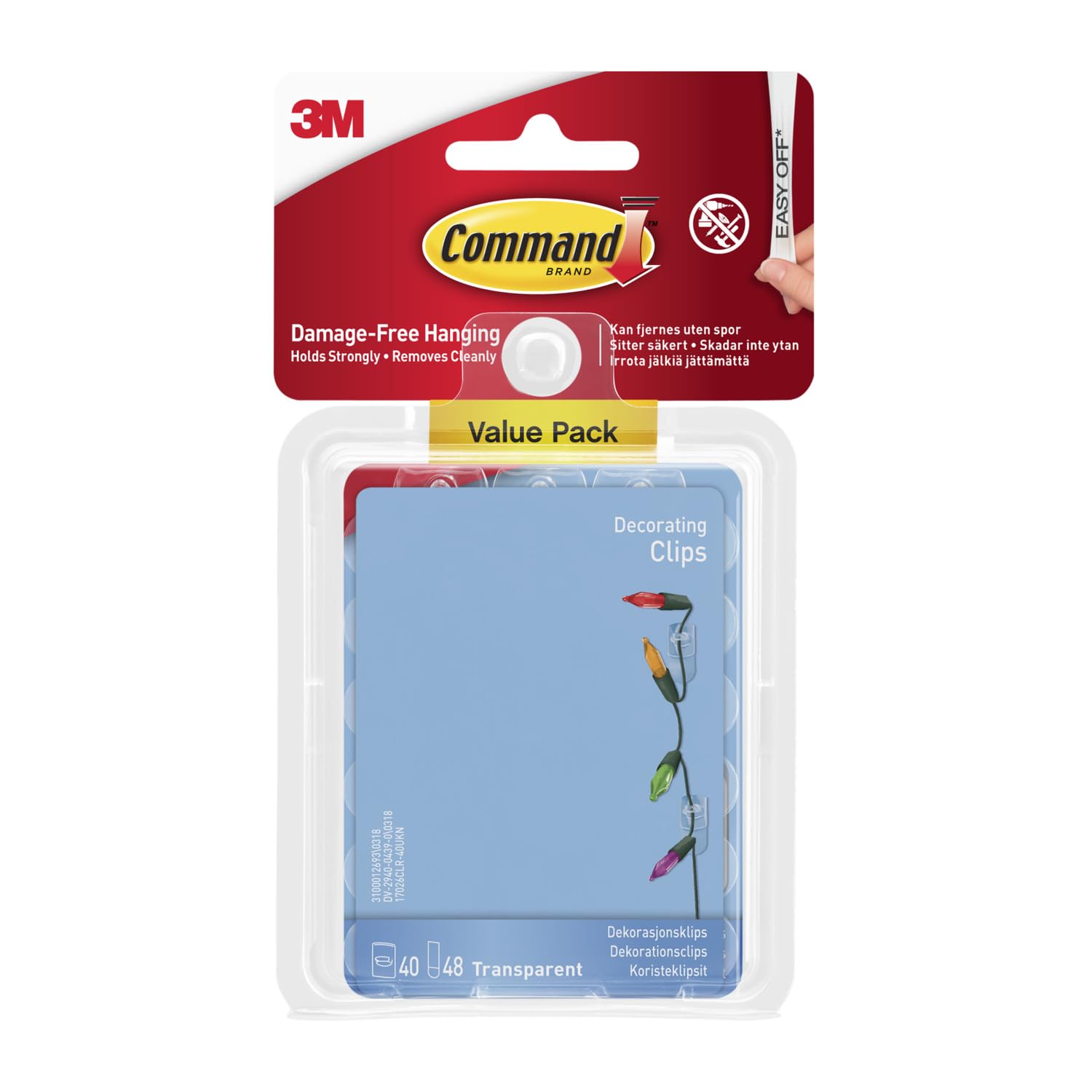 Command Decorating Clips, Value Pack of 40 Mini Hooks and 48 Small Adhesive Strips, Transparent - £1.89 S&S
