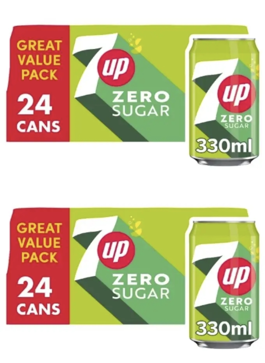 2 x 7UP Zero Lemon & Lime Cans 24 x 330ml Discount at Checkout (£14.19 / £12.61 with S&S)