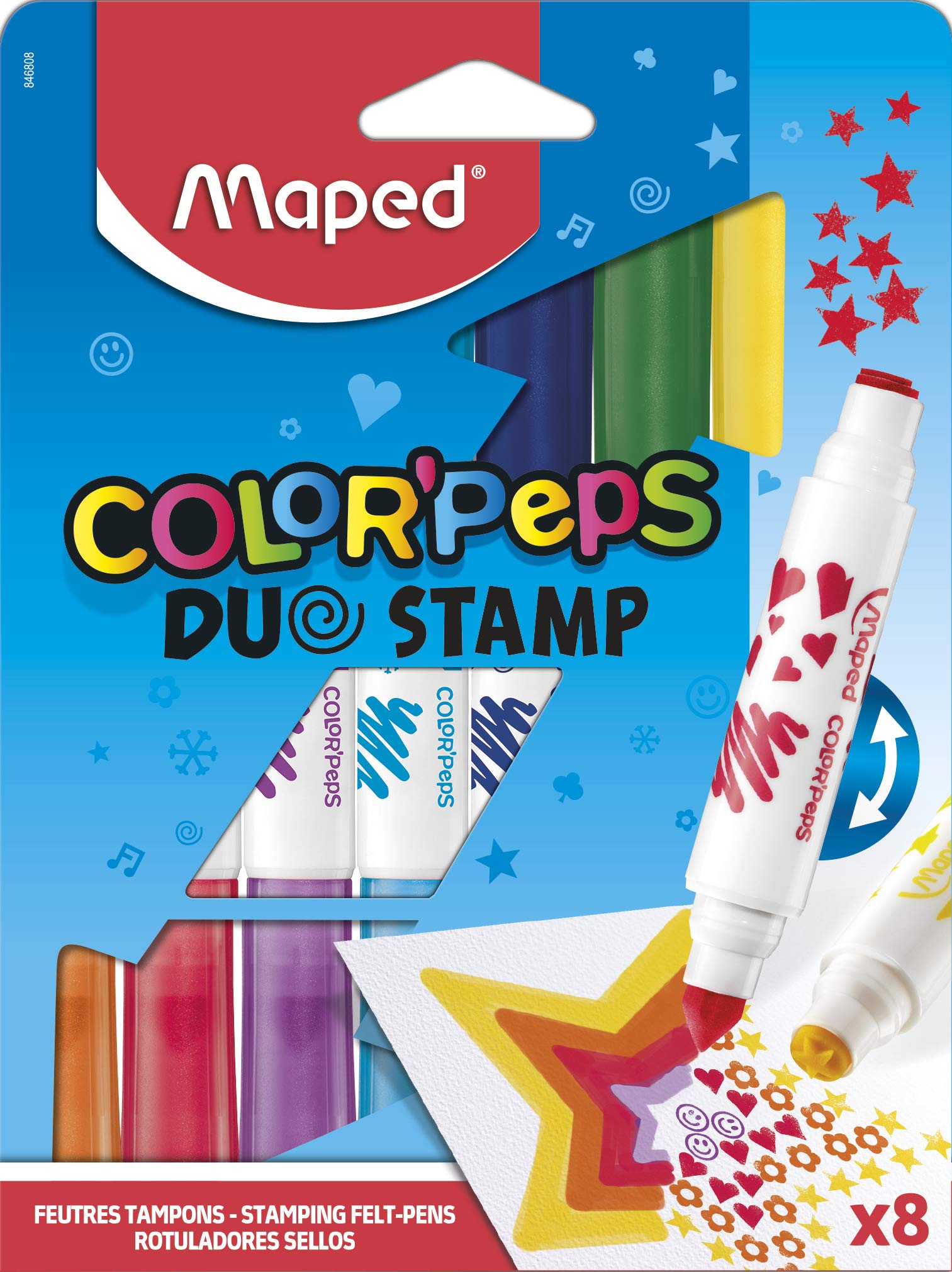 Maped Color'Peps Duo Stamp Colouring Felt Pens with Stamps, 8 Colours