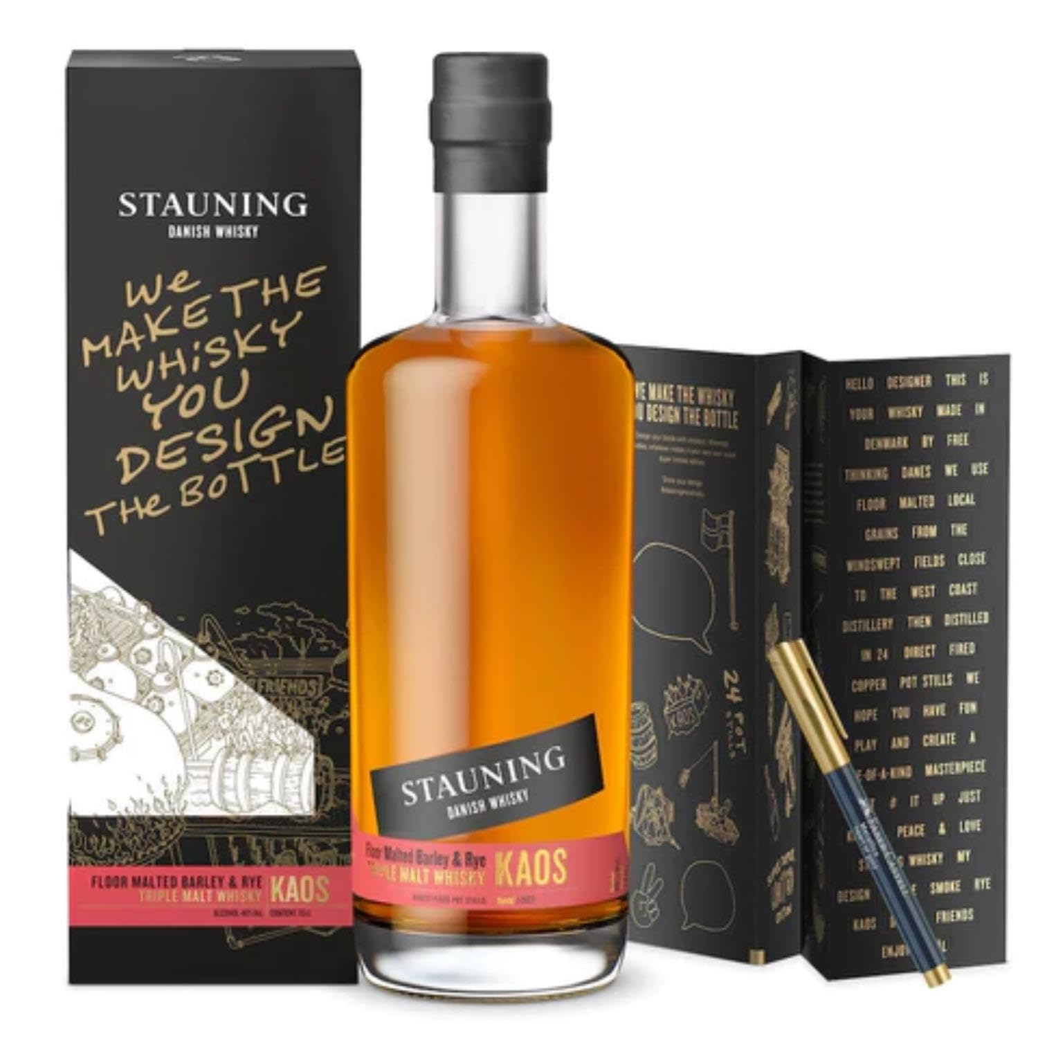 Stauning KAOS: Danish Triple Malt Whisky, 70cl, 46% ABV, Design Gift Box With Pen (Delayed Delivery)