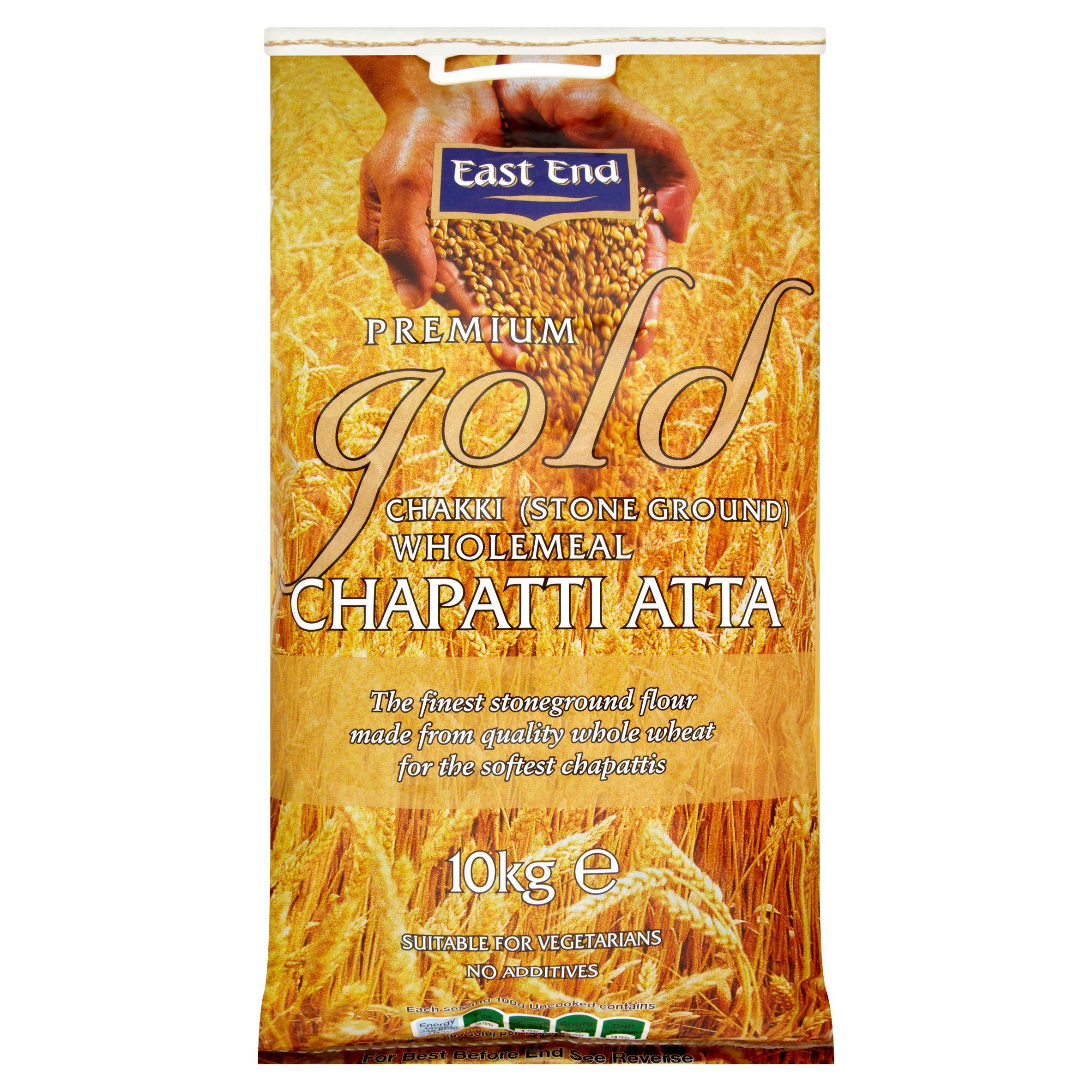 East End Premium Gold Stone Ground Wholemeal Chapatti Atta Flour - 10kg - Instore White Heart Lane, Chelmsford