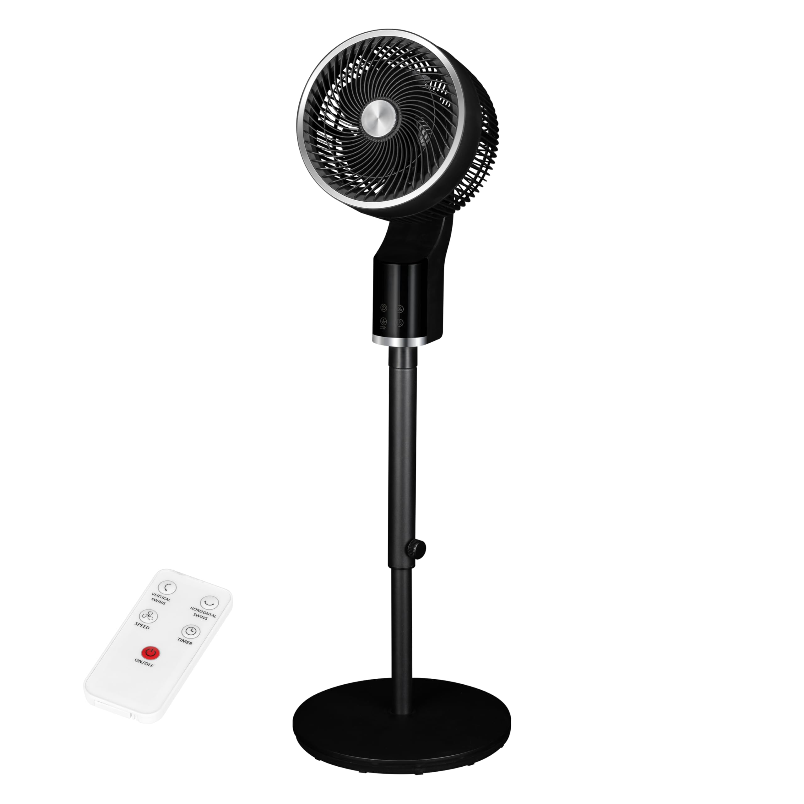 TCP Black Pedestal Fan with Remote Control, Quiet Standing Electric Floor Fan