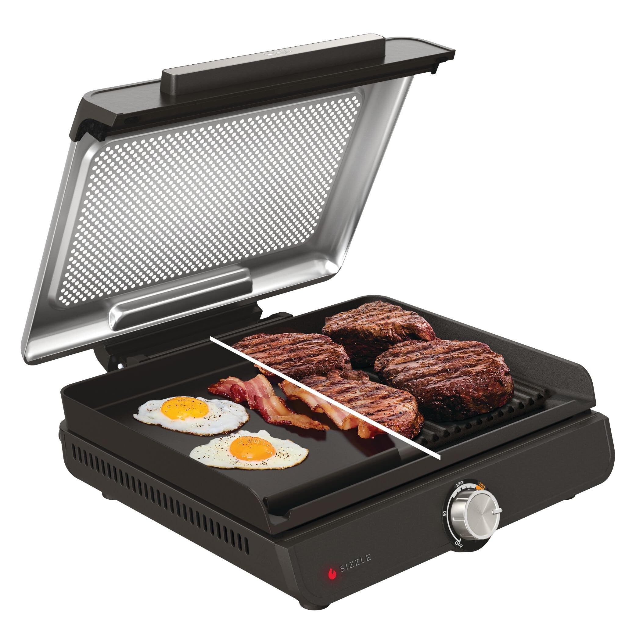 Ninja Sizzle Low Smoke Electric Indoor Grill & Flat Plate, 1460W, GR101UK - w/Voucher