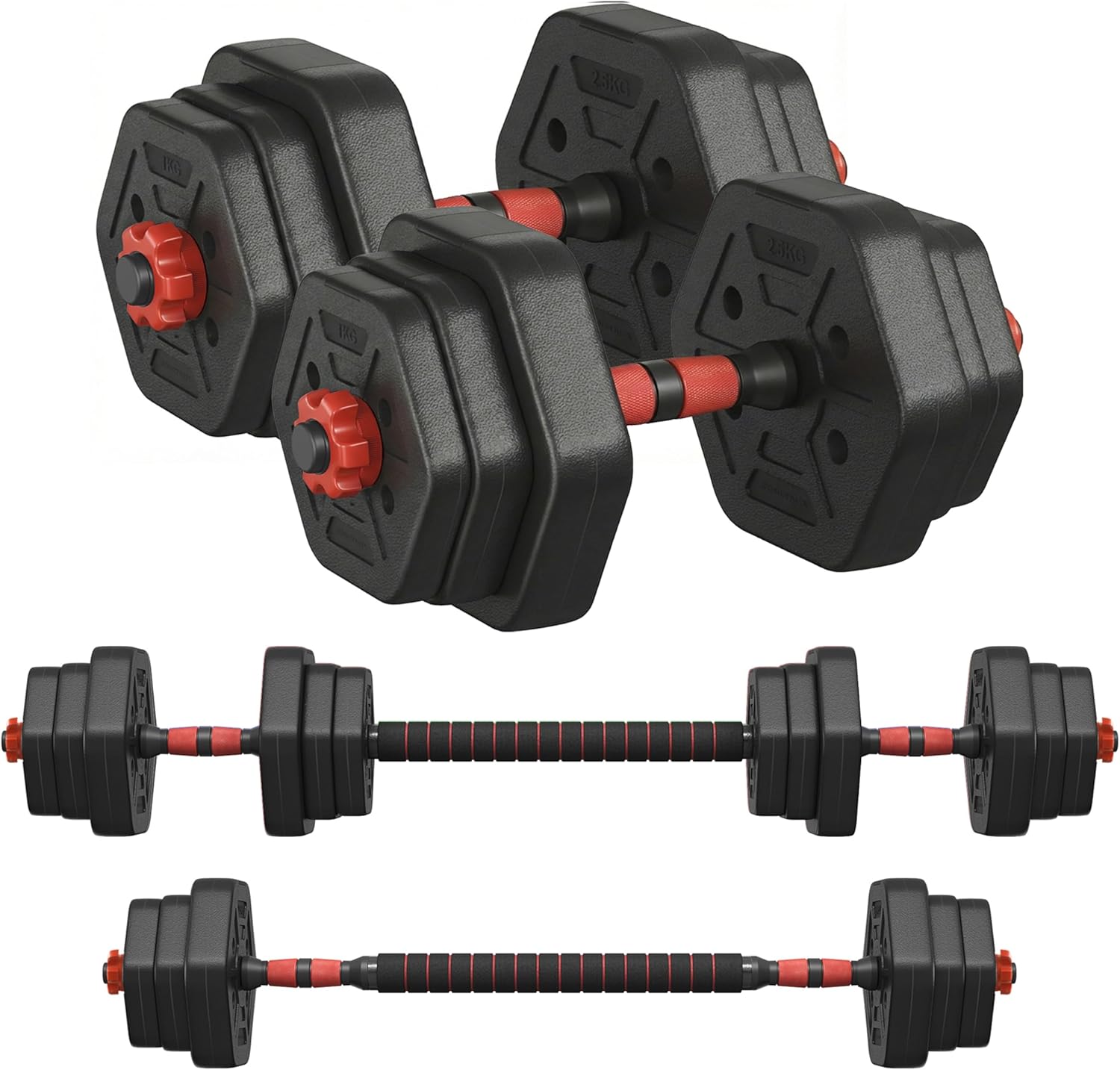 Songmics 20kg 2-in-1 Adjustable Hexagon Dumbbell Set with Barbell - Sold & Dispatched by Songmics Home UK