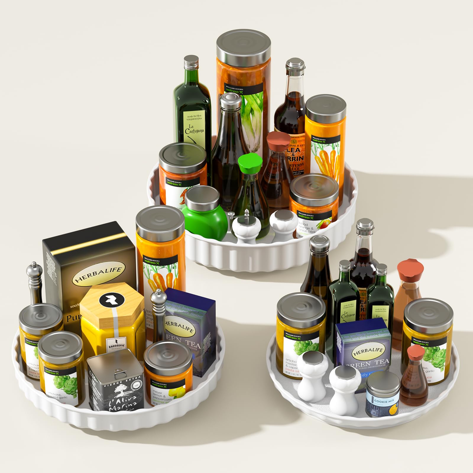 Lazy Susan Turntable, 3 Pack Lazy Susan, Lazy Susan Cupboard Organiser - Sold by Kunono / FBA