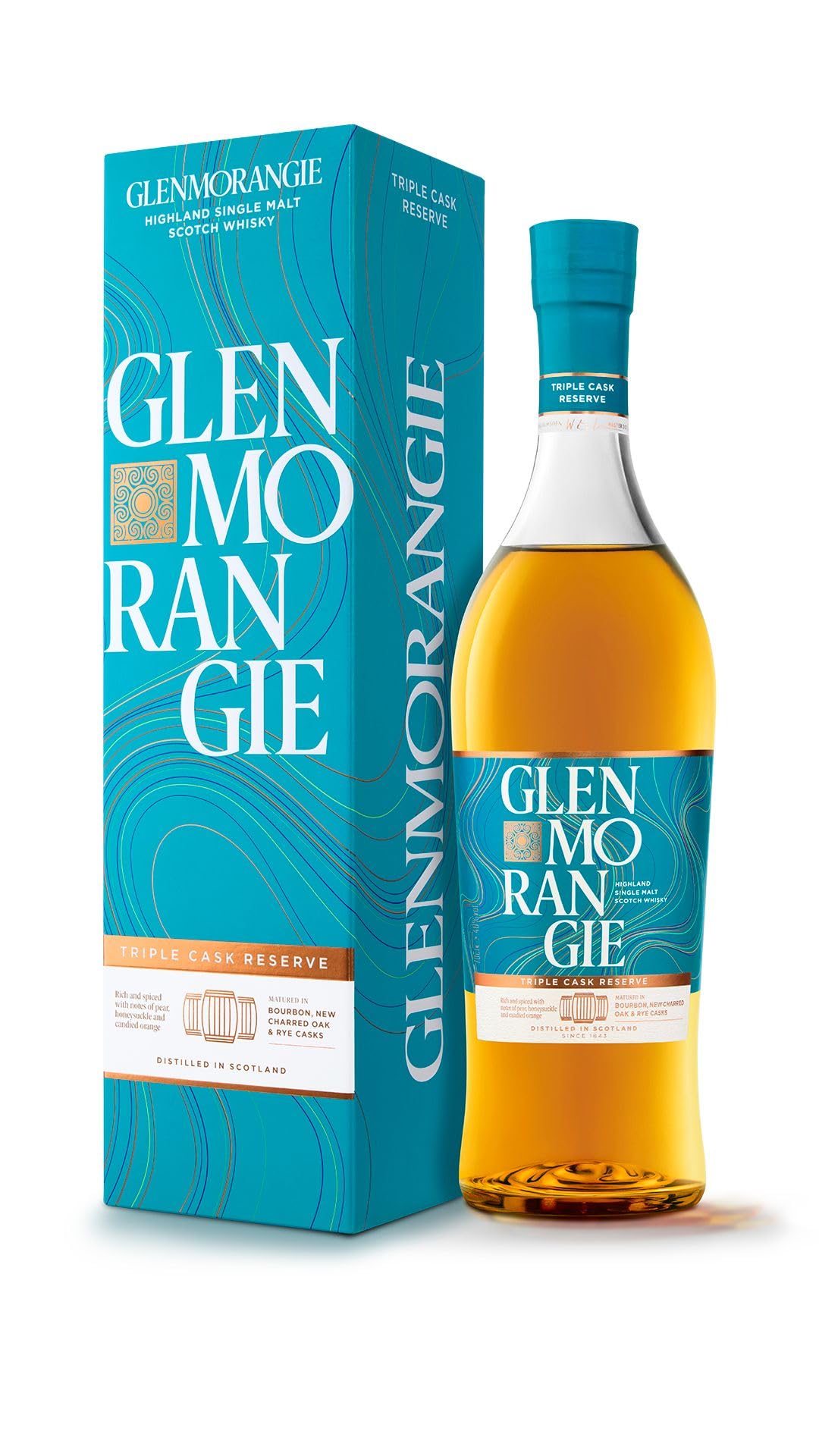 Glenmorangie Triple Cask Reserve, Matured in Bourbon, New Charred Oak & Rye Casks, Gift Box, 40% - 70cl