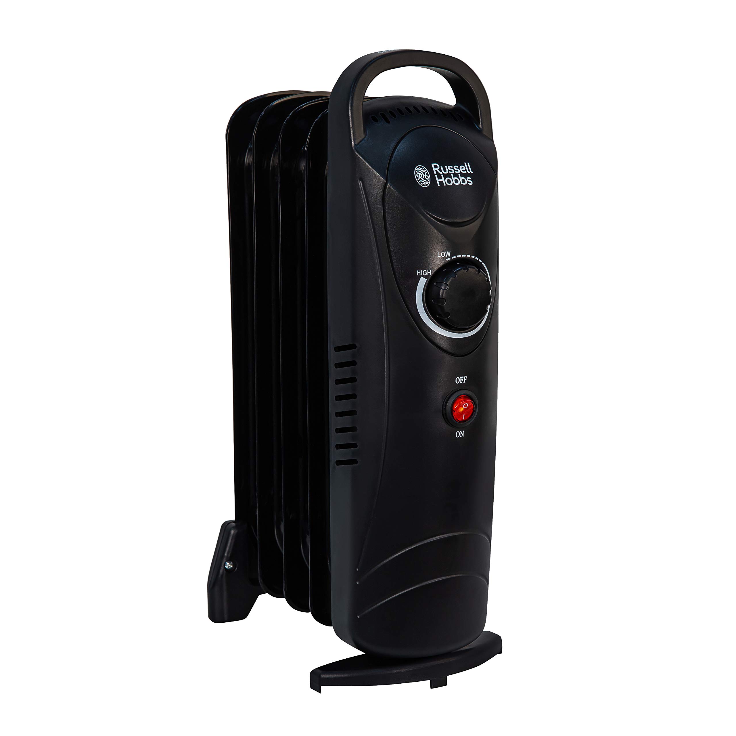 Russell Hobbs 650W Oil Filled Radiator, 5 Fin Portable Electric Heater - Black
