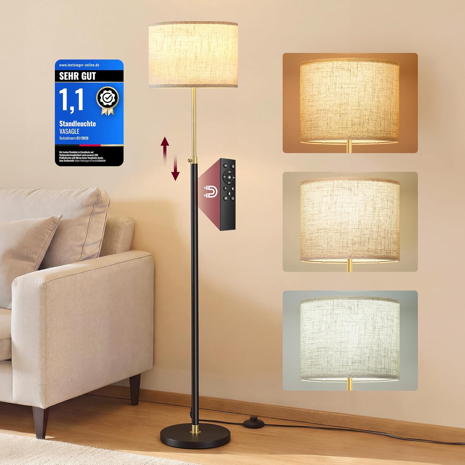 Vasagle Adjustable Floor Lamp with Remote Control W/Voucher - Sold & Dispatched by Songmics Home UK