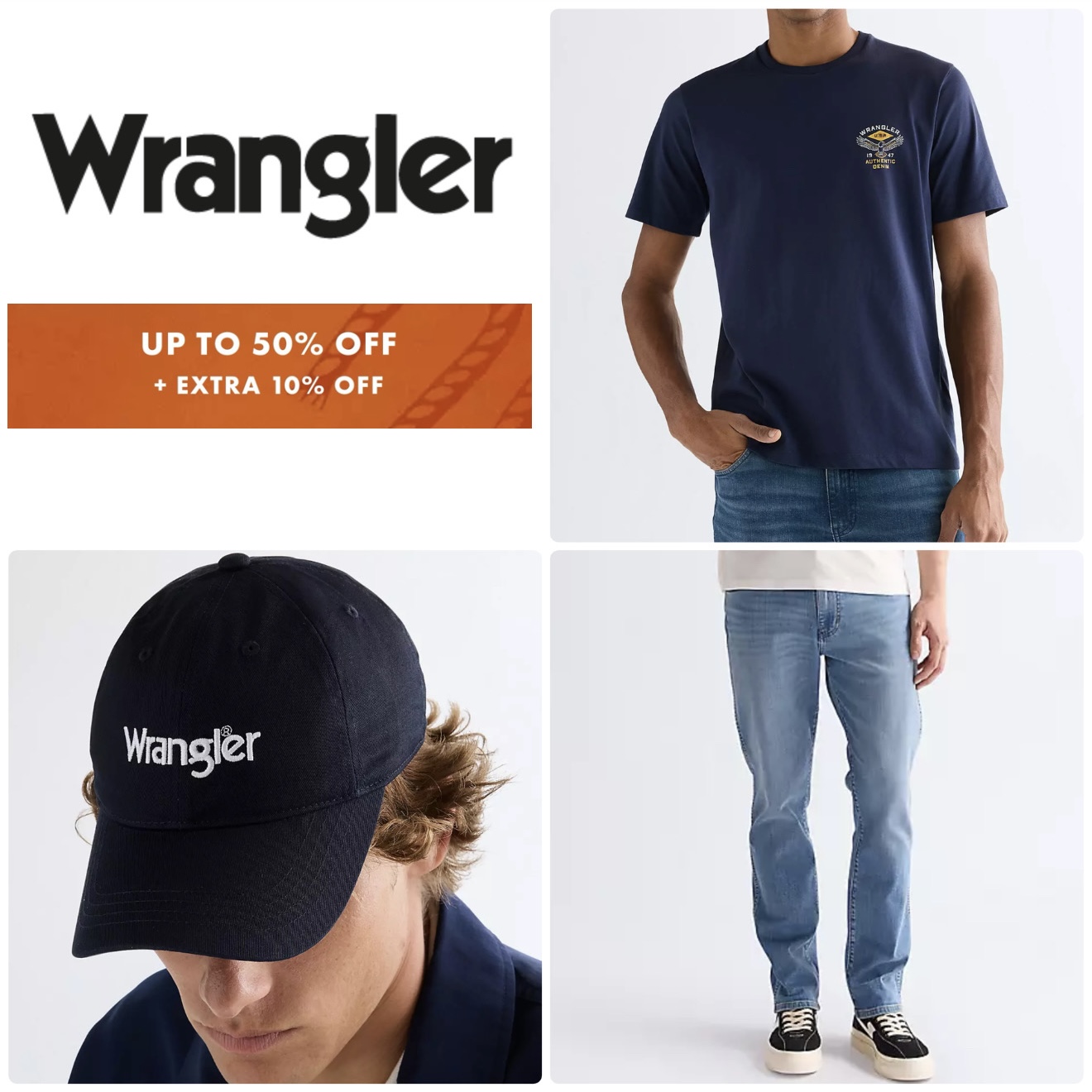 Up to 50% Off + Extra 10% Off Applied at Checkout - 3 Pack Socks £6.75 / Tee £11.25 / Jeans £29.25 & More