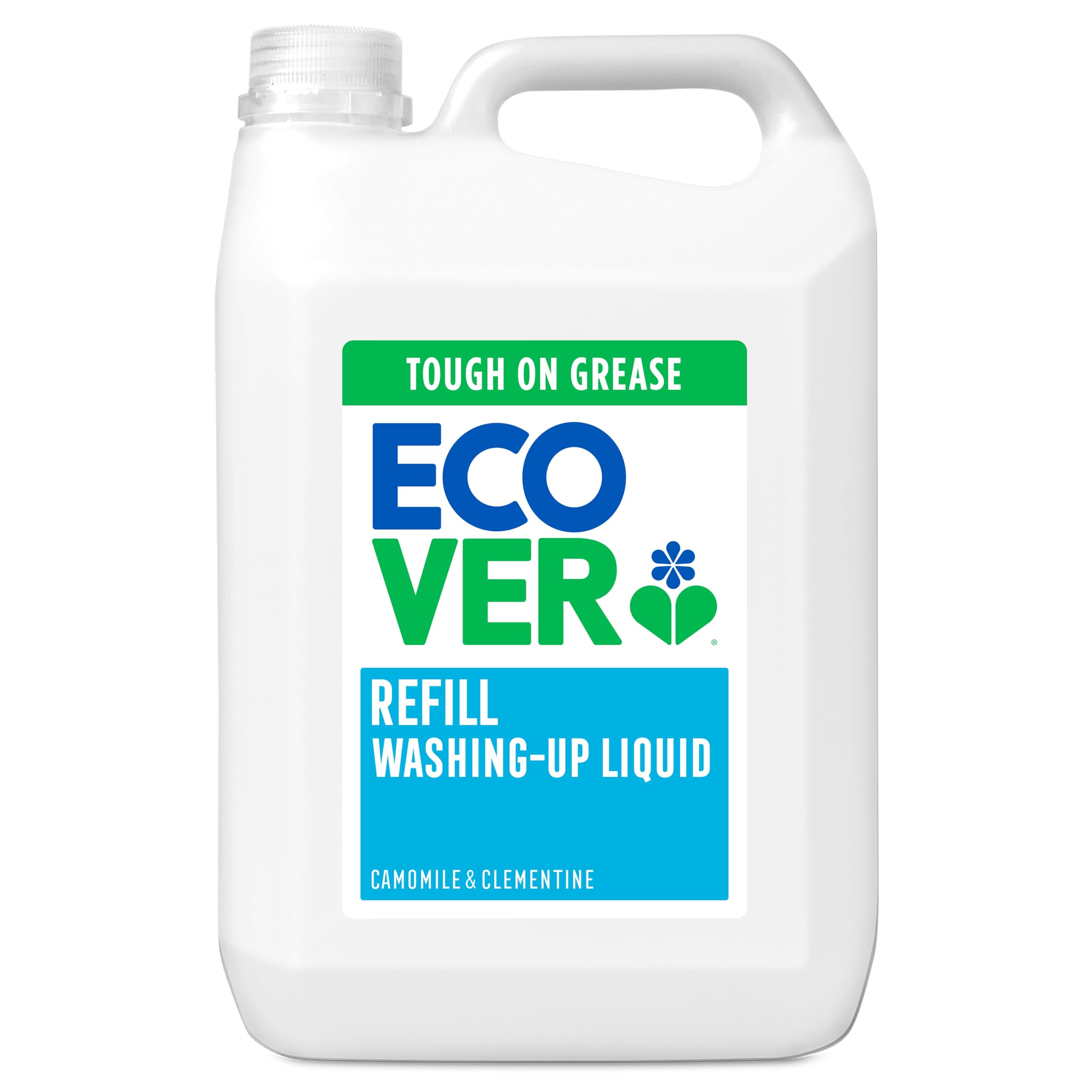 Ecover Washing Up Liquid Refill, Camomile & Clementine, Grease Cutting, 5L