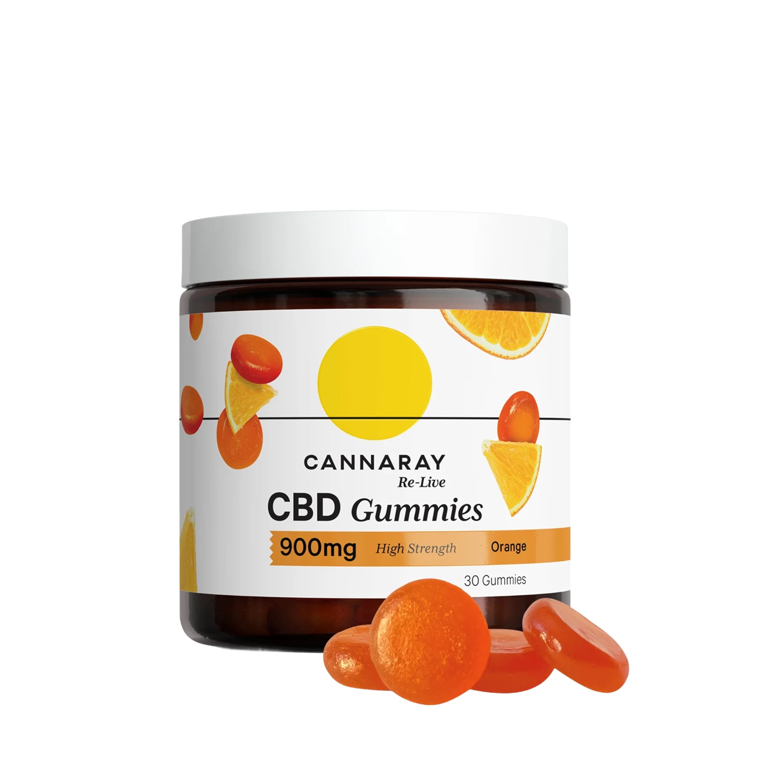 Cannaray CBD Gummies, 900mg | High Strength | Delicious Natural Orange Flavour (30 Gummies) - £16.20 S&S