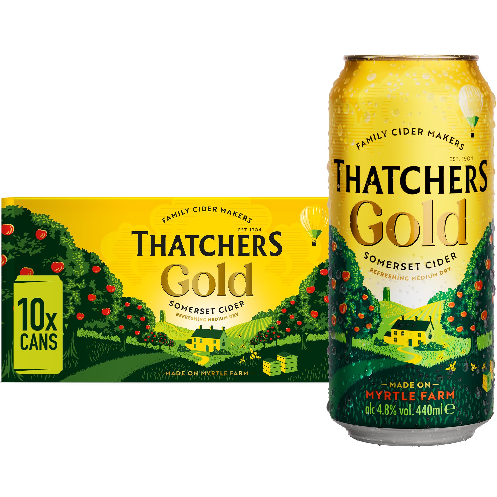 Thatchers Gold Apple Cider, 10 x 440ml Cans ABV 4.8% - discount at Checkout (£8.05 With S&S)