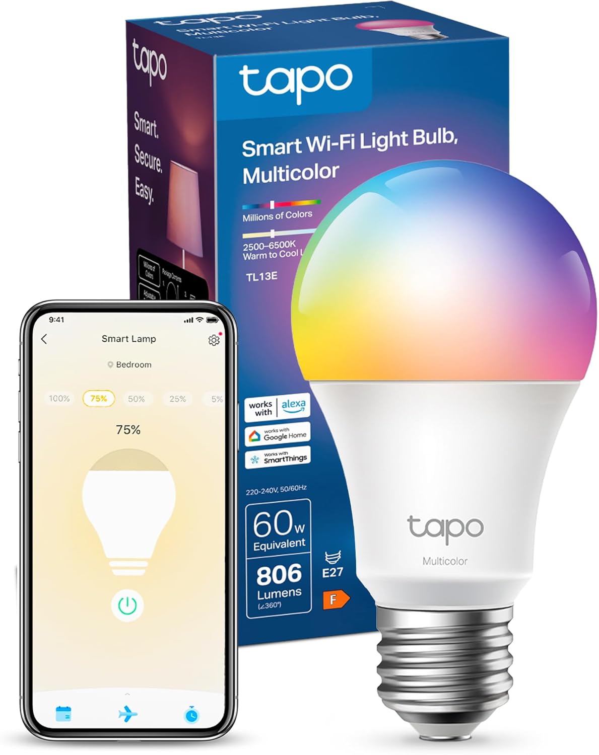 Tapo TL13E E27 Smart Bulb Multicolour Dimmable LED