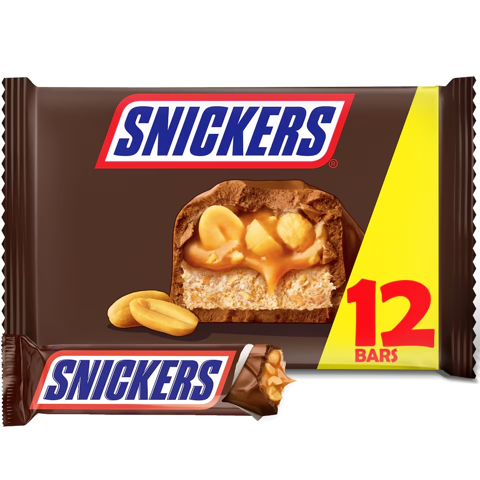 Snickers Peanut Milk Chocolate Bars Multipack 12 x 34.5g - Clubcard Price