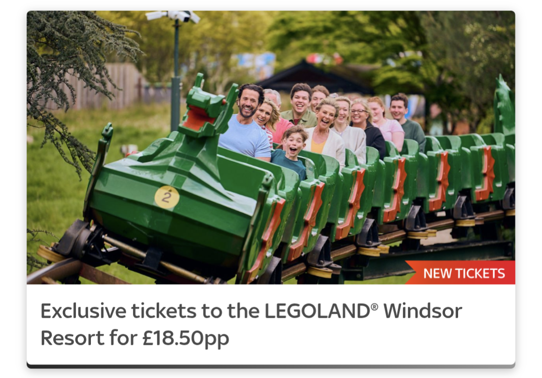 Sky VIP App - Exclusive tickets to the LEGOLAND Windsor Resort for £18.50pp