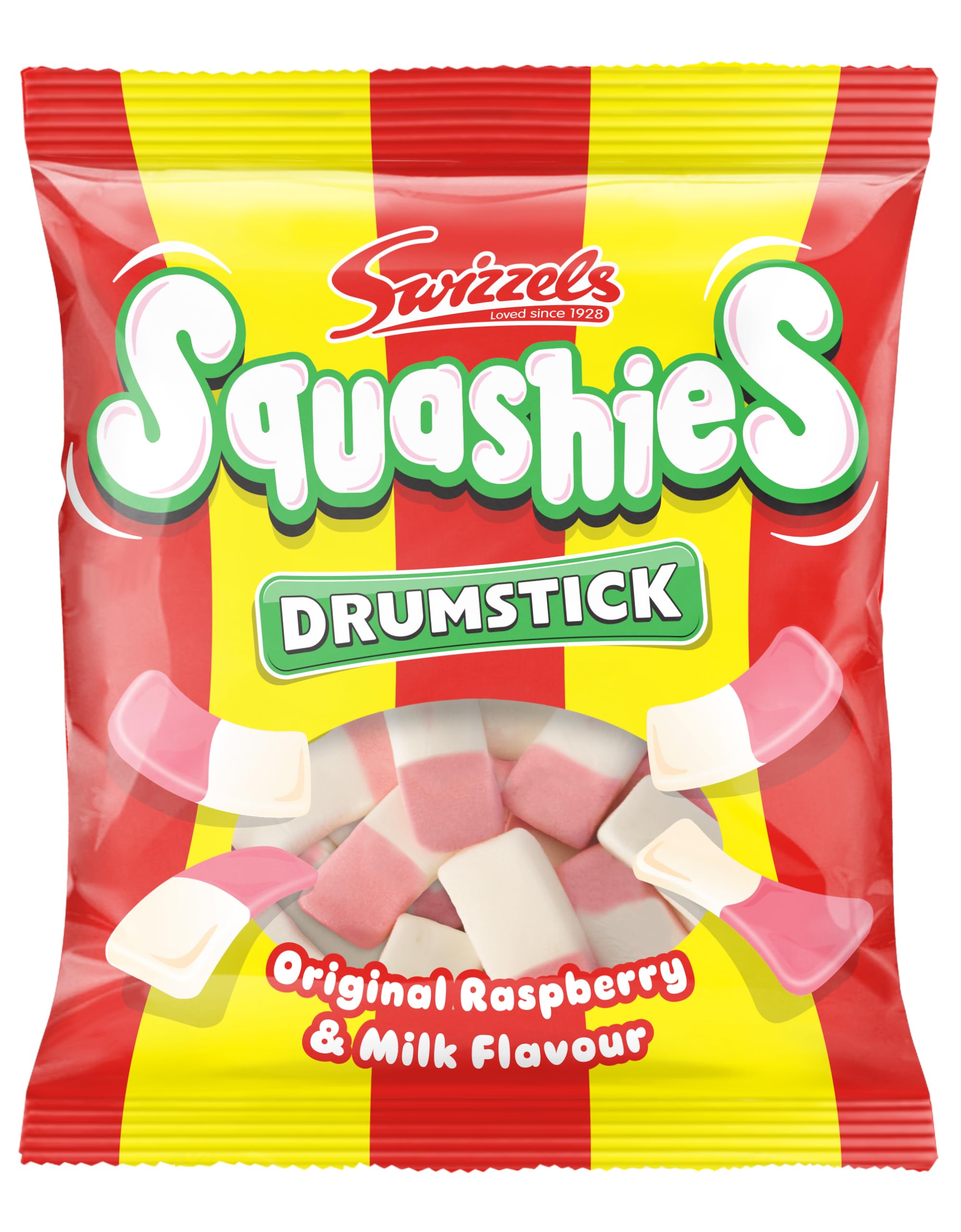 Swizzels Squashies Sweets, Drumstick Squashies Original - Raspberry and Milk Flavour 120g (£0.57 S&S)