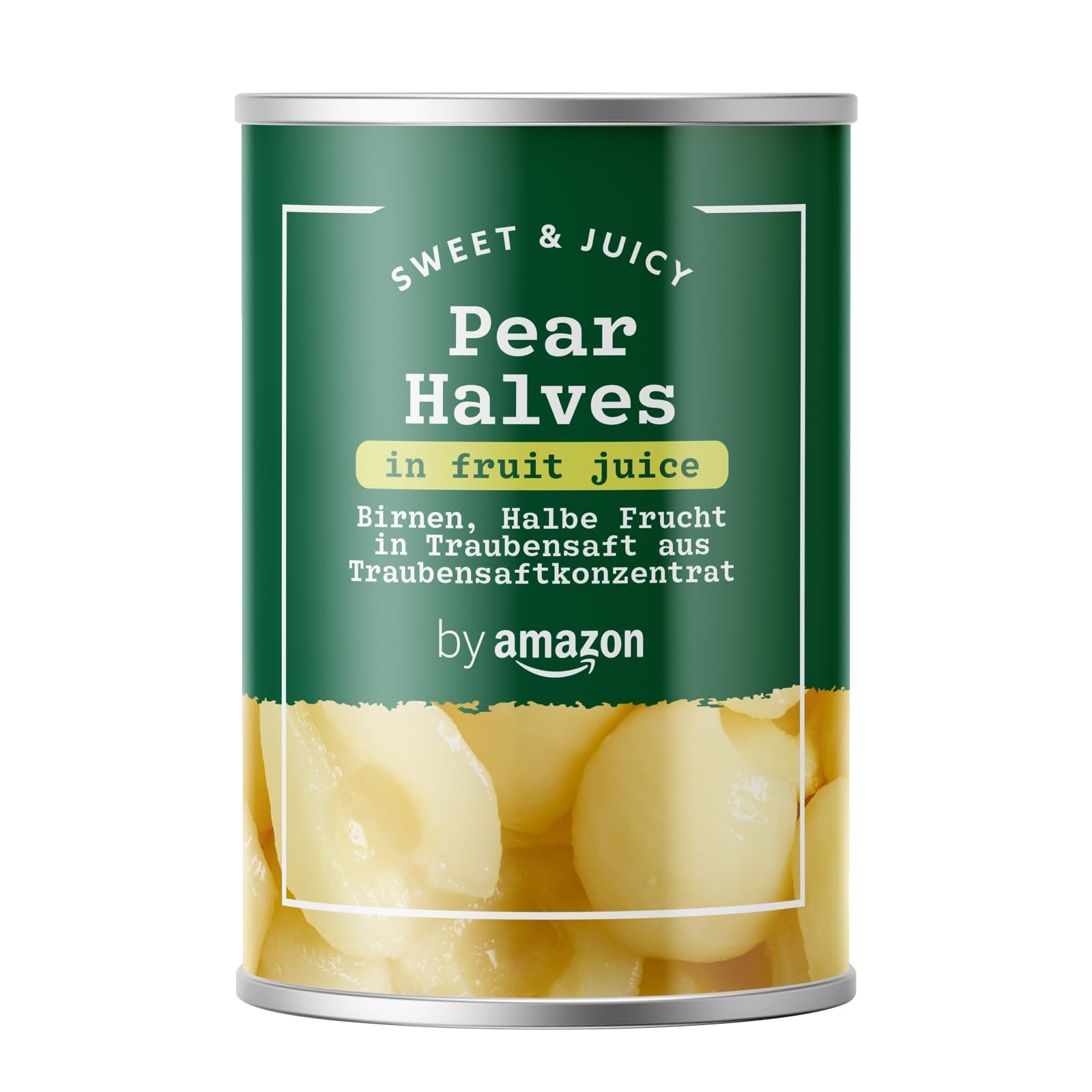 Amazon Pear Halves In Fruit Juice, 411g, Vegetarian