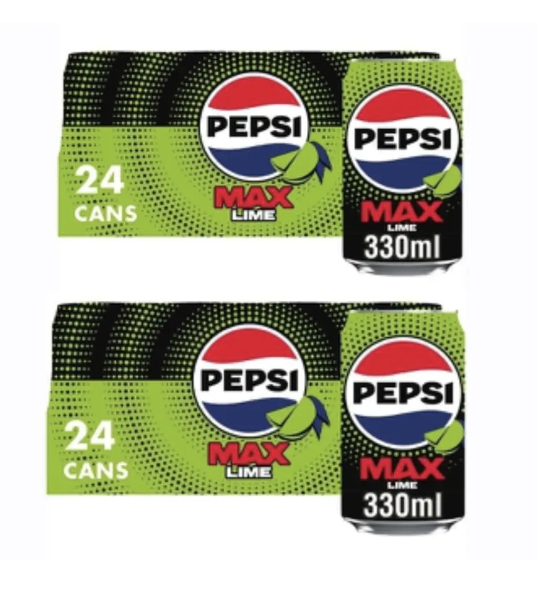 2 x Pepsi Max Lime Cola, 330ml Can, 24 Pack - Discount at Checkout ( £12.61 - £14.18 with S&S)