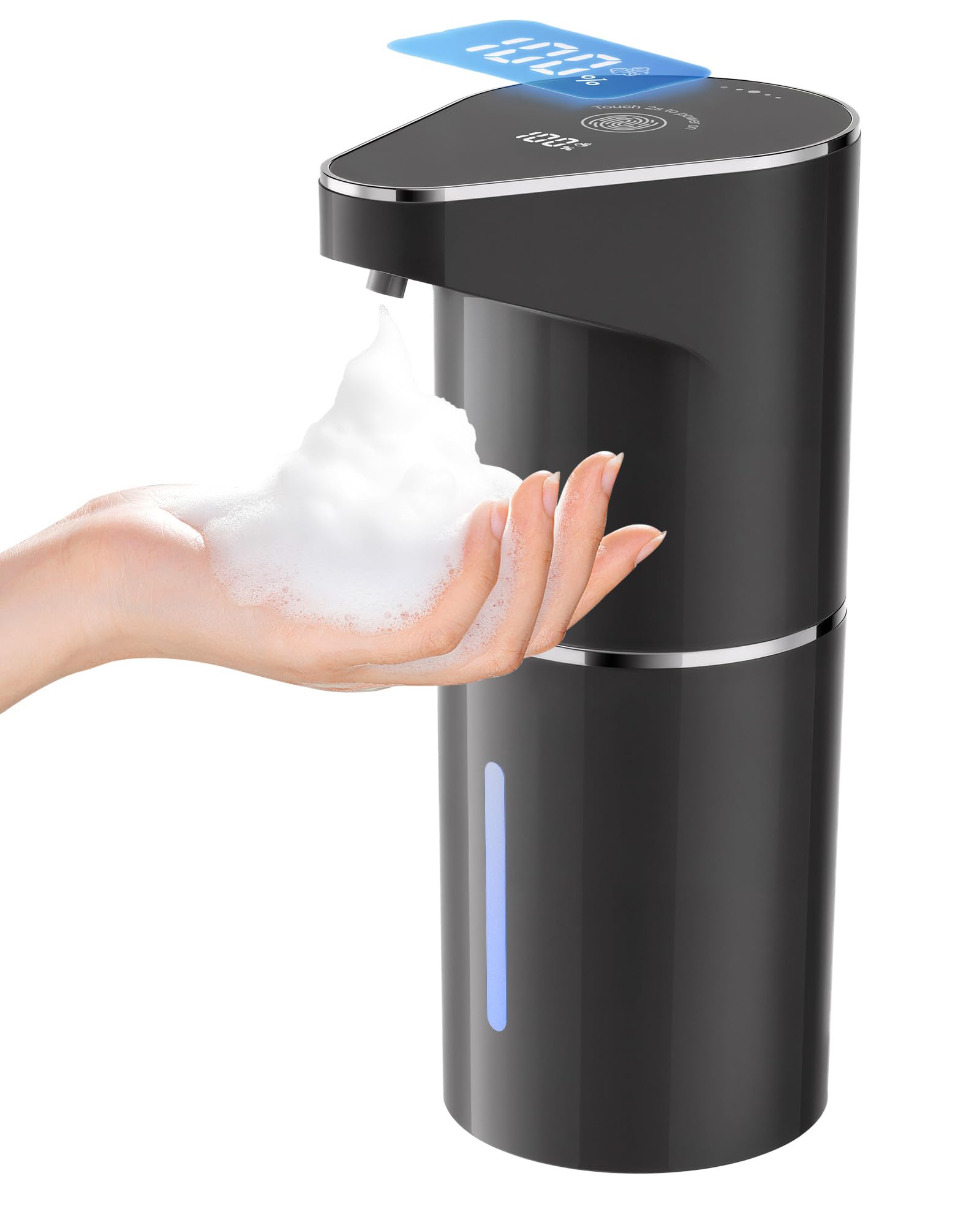 Automatic Soap Dispenser – 6-Level Adjustable Volume, Self-Cleaning Mode, Rechargeable 350ml, Black / White - Sold by BZGG / FBA