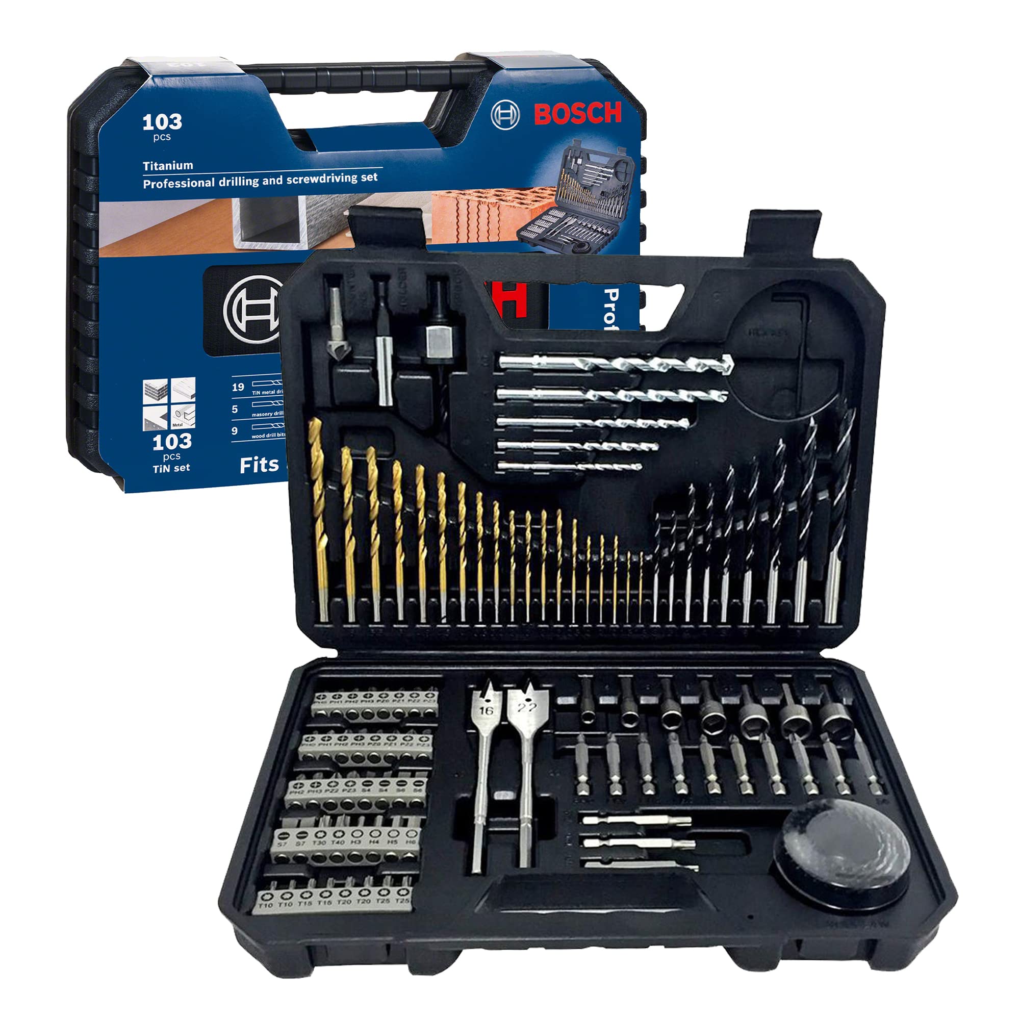 Bosch 103 pcs Mixed Screwdriver and Drill Bit Titanium Accessory Set