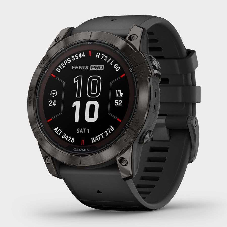 Garmin Fenix 7X Pro Sapphire Solar Edition Watch, 51mm, GPS, Black Dial, LED Flashlight