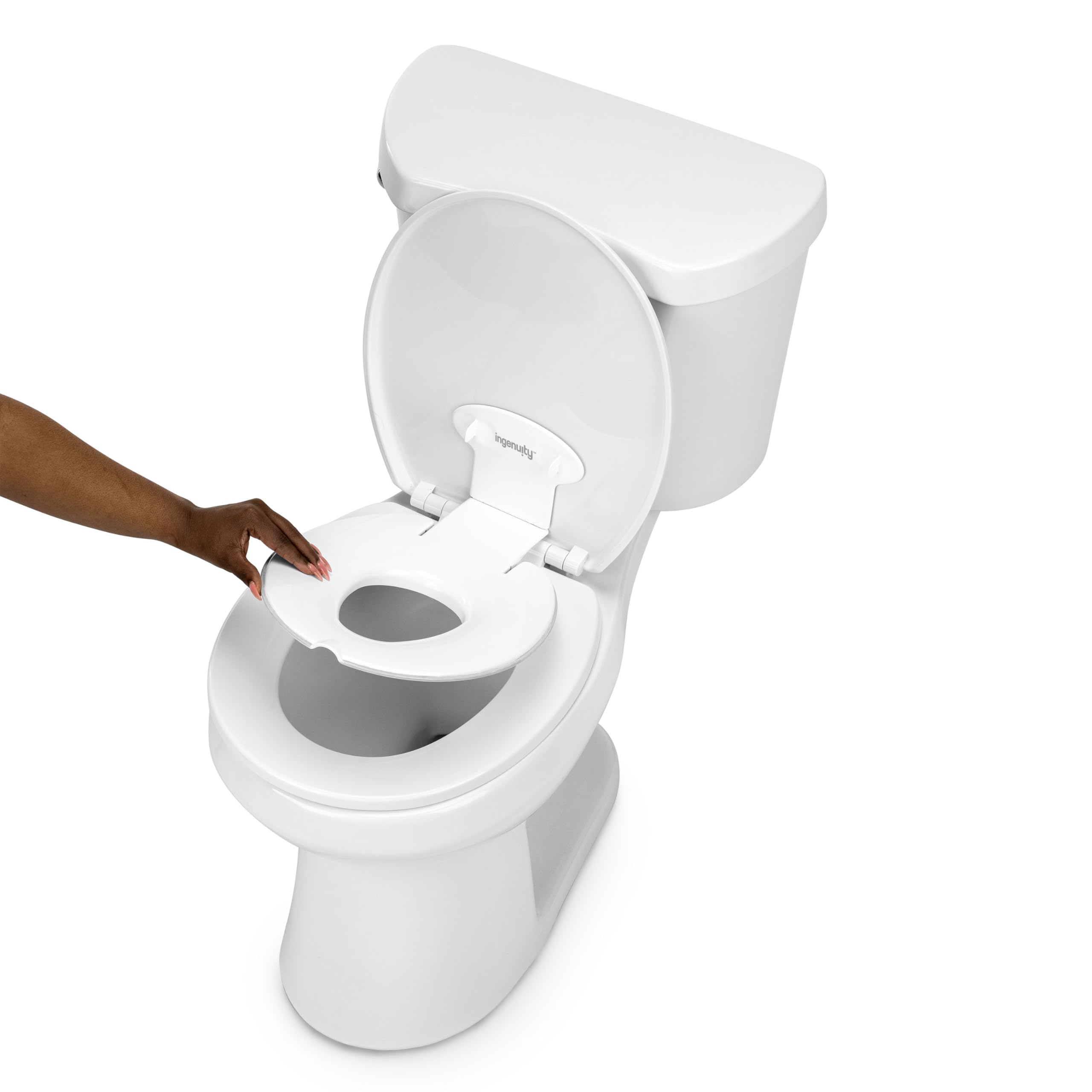 ngenuity Flip & Sit Potty - Semi-Permanent Seat, Easy Setup, for Ages 18 Months+ | Fits Round & Elongated Toilets | 18–60 Months Up to 22 kg