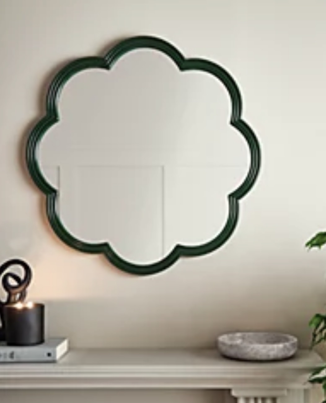 Big Green Floral Wooden Mirror - Free C&C
