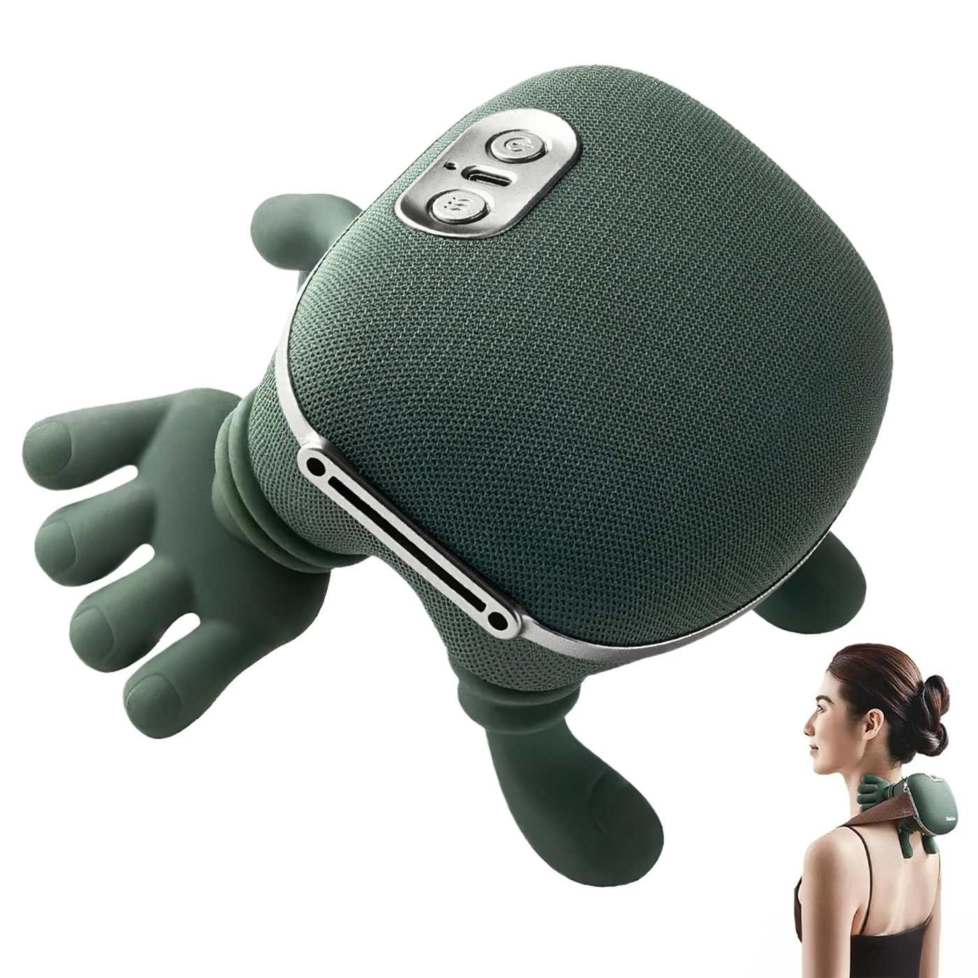 Heated Neck & Shoulder Massager – Hand-Shaped Deep Tissue Tool, 40–45°C Heat, USB-C & 2000mAh