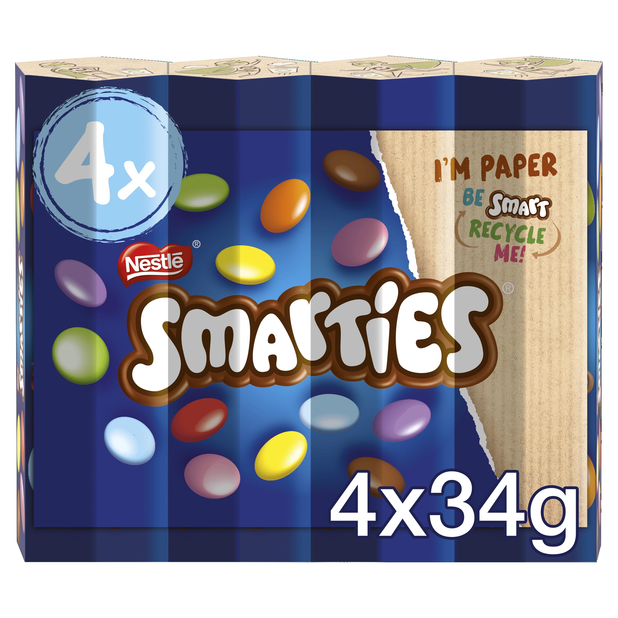 Smarties Milk Chocolate Tubes Multipack 4 x 38g Resealable Tubes - S&S £1.42