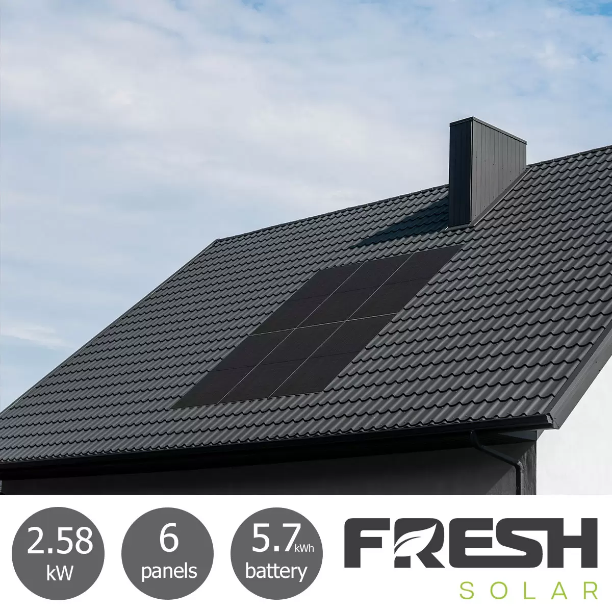Fresh Solar 2.58kW Solar PV System [6 Panels] with 5.76kWh Fox Battery - Fully Installed