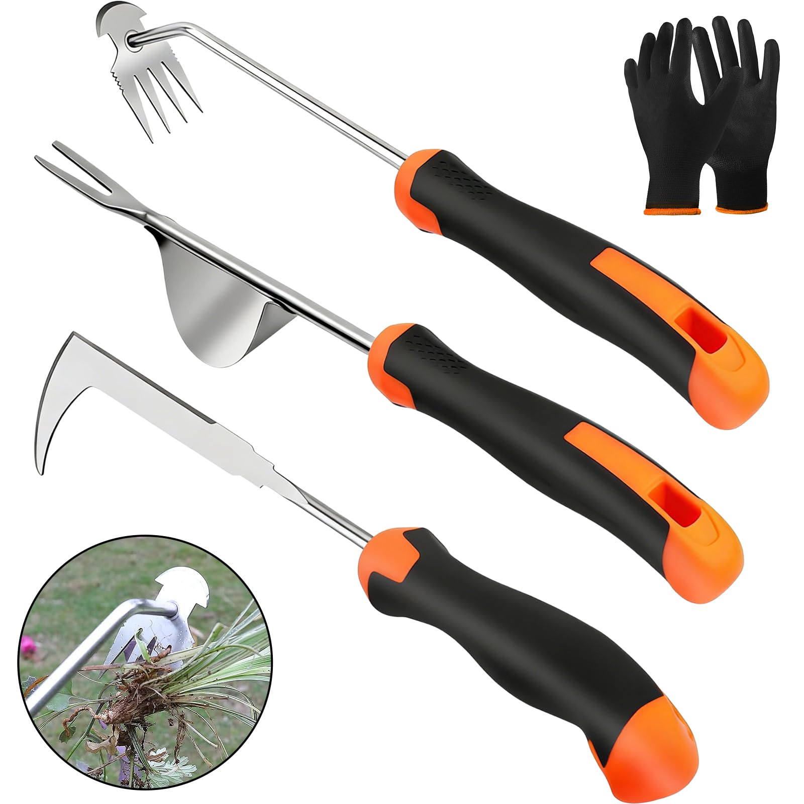 3pc Heavy Duty Weed Remover Tool Set, Comfort Grip Hand Weeding Tools for Garden, Sold by supobadiuk / FBA